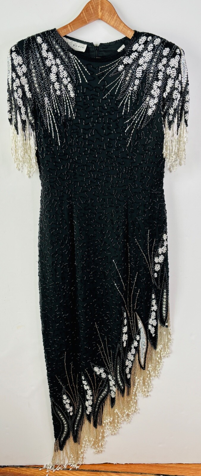 VTG 80’S LILLIE RUBIN EMBELLISHED BEADED SEQUIN EVENING COCKTAIL DRESS GOWN*S