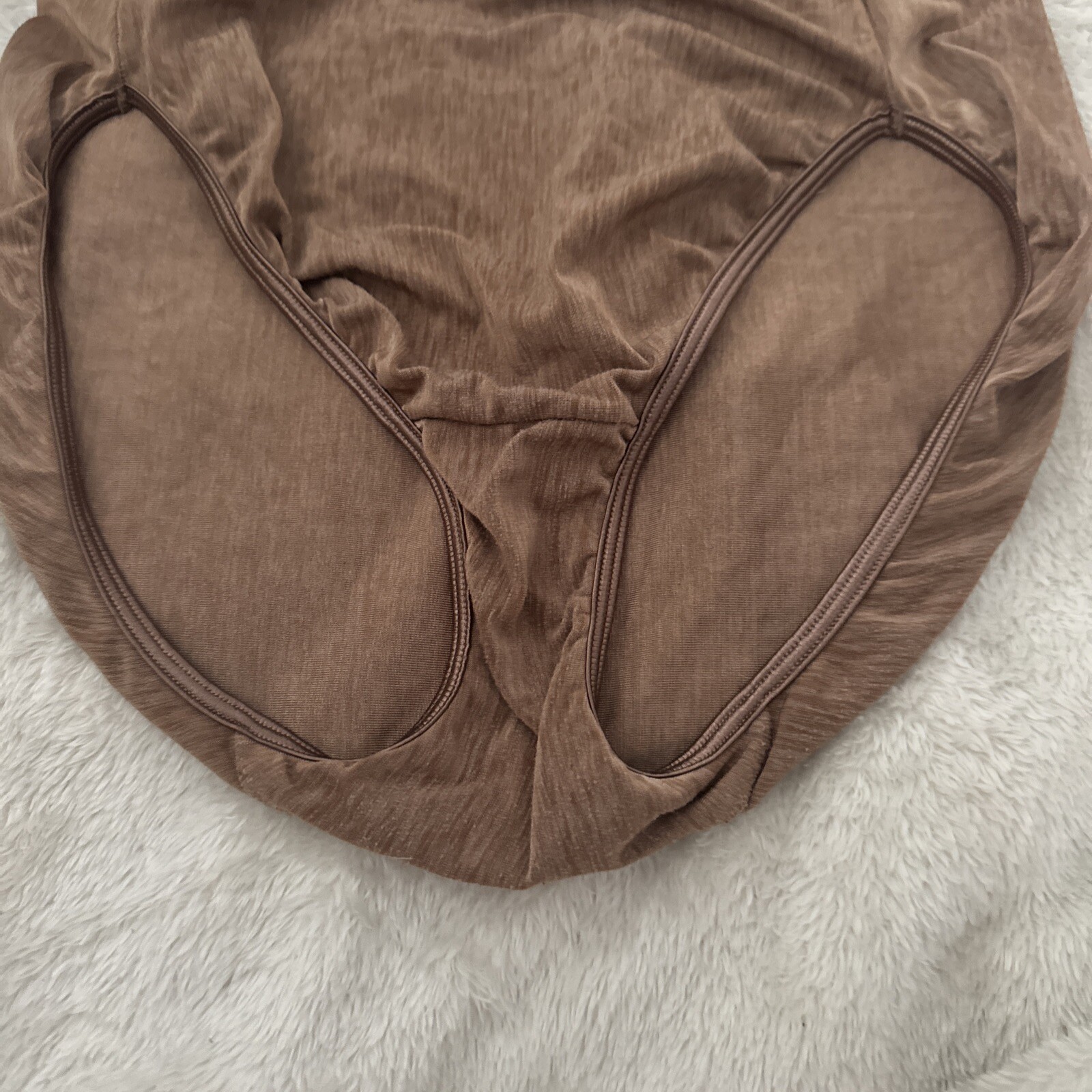 Vintage Cabernet Brown Nylon & Spandex Hi-Cut Bikini Panties Size 7 71-13-108