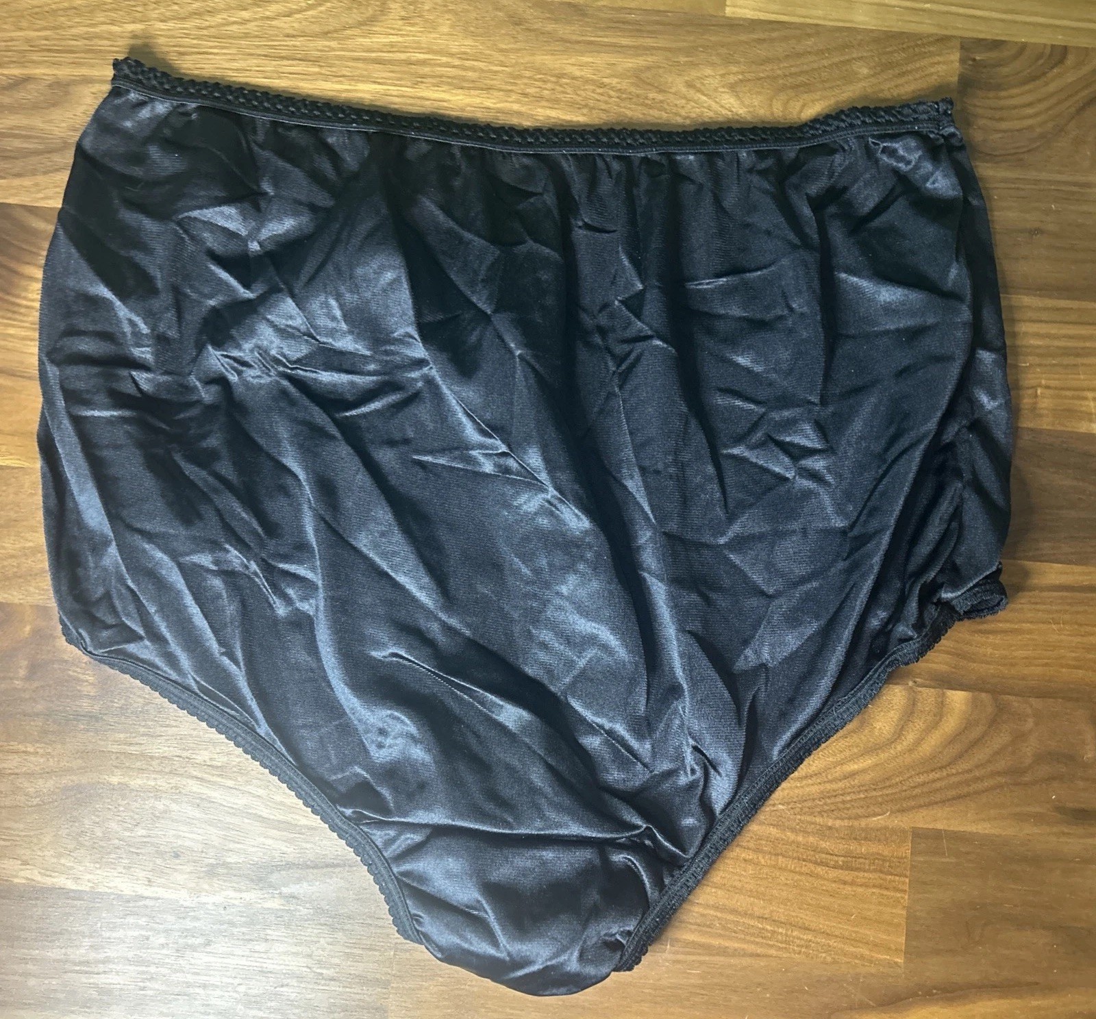 VTG Sears Second Skin Granny Panties Sissy Brief Sz 10 Black Slippery Nylon Sexy