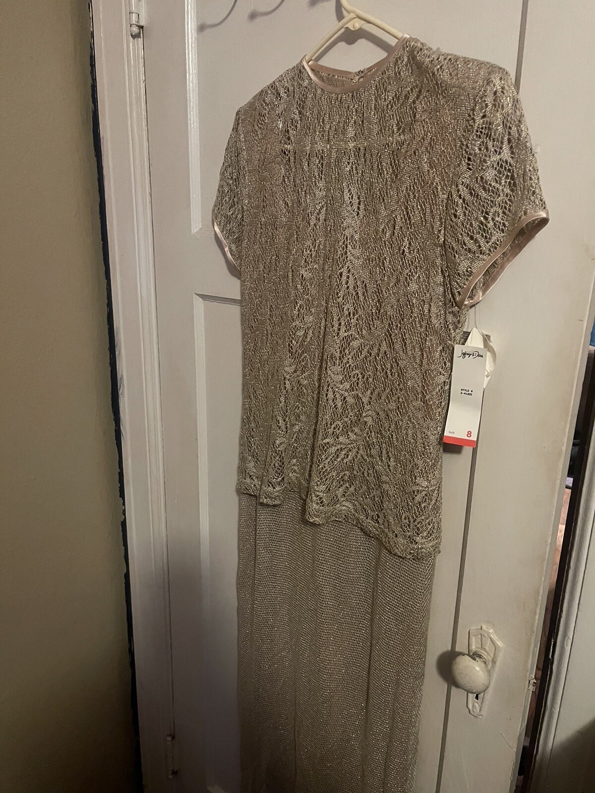 Vintage Jeffrey & Dara Evenings Gold Mesh Long Dress NWT Size 8 Made In U.S.A.