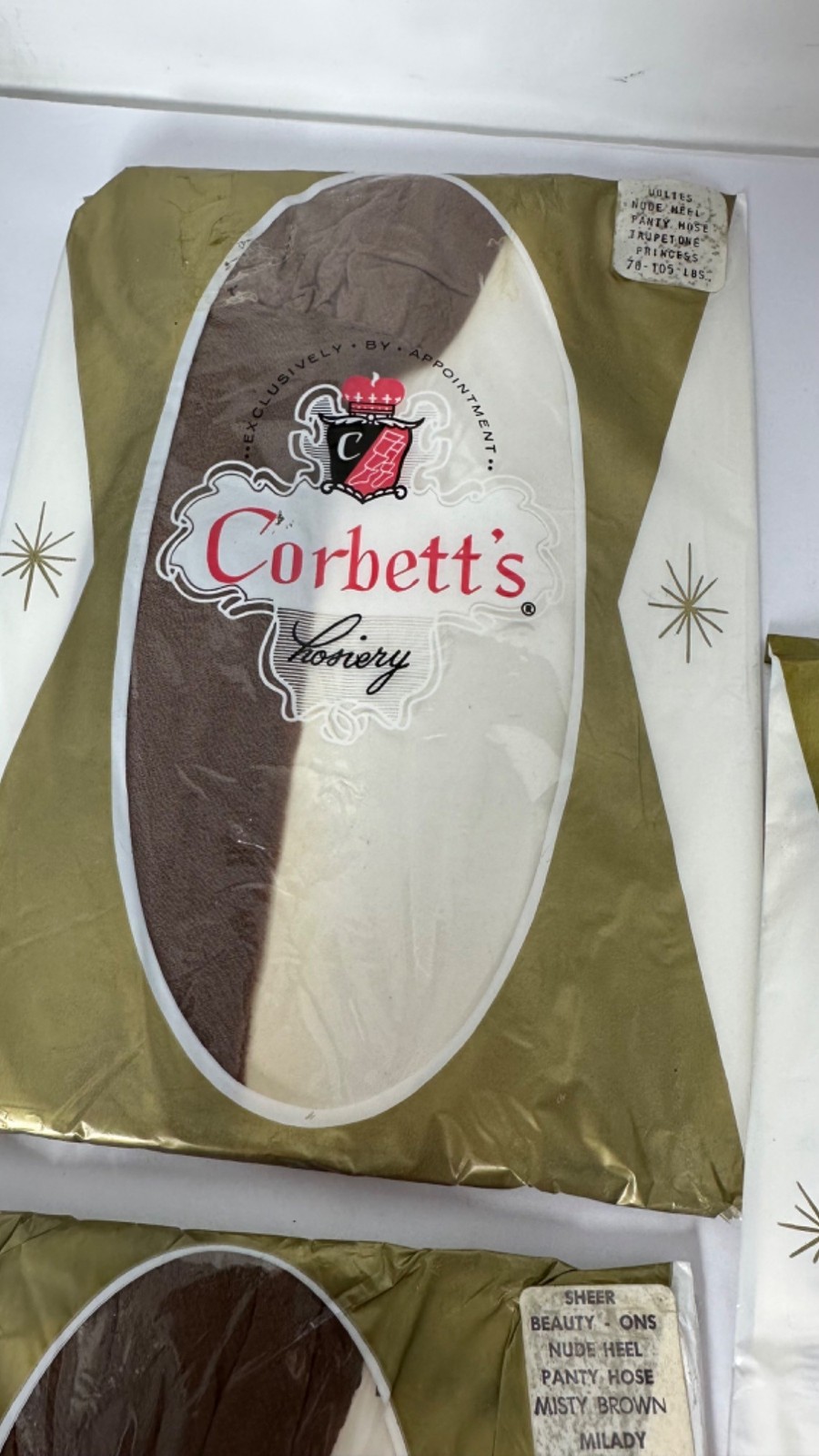 Corbetts Lot of 4 Vintage Hosiery Women Pantyhose Nude Heel Brown Taupetone