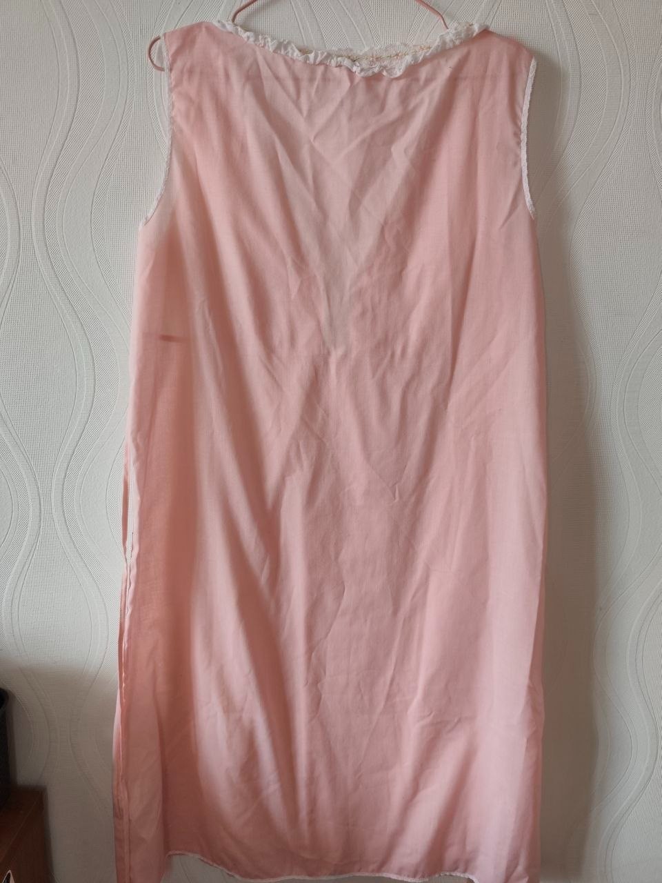 Pompadour Modell Vintage 70s Pink Babydoll Nightgown Cotton Blend Size 44 XL XXL
