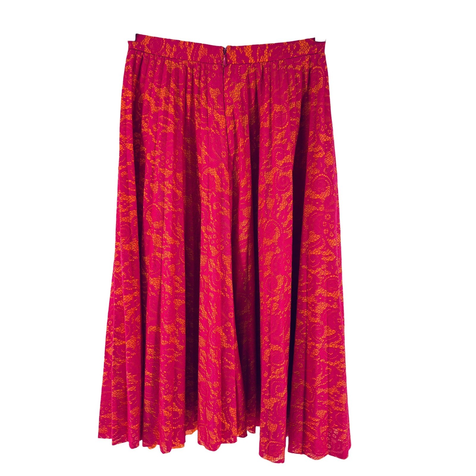 Anthropologie Maeve Pleated Midi Skirt XS Pink Orange Boho EUC