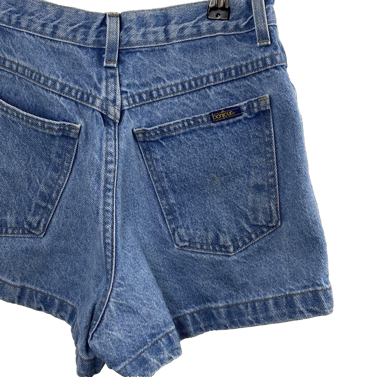 Vintage Bonjour Womens Denim Mom Jean Shorts Juniors 13 Distressed Blue Hi Rise