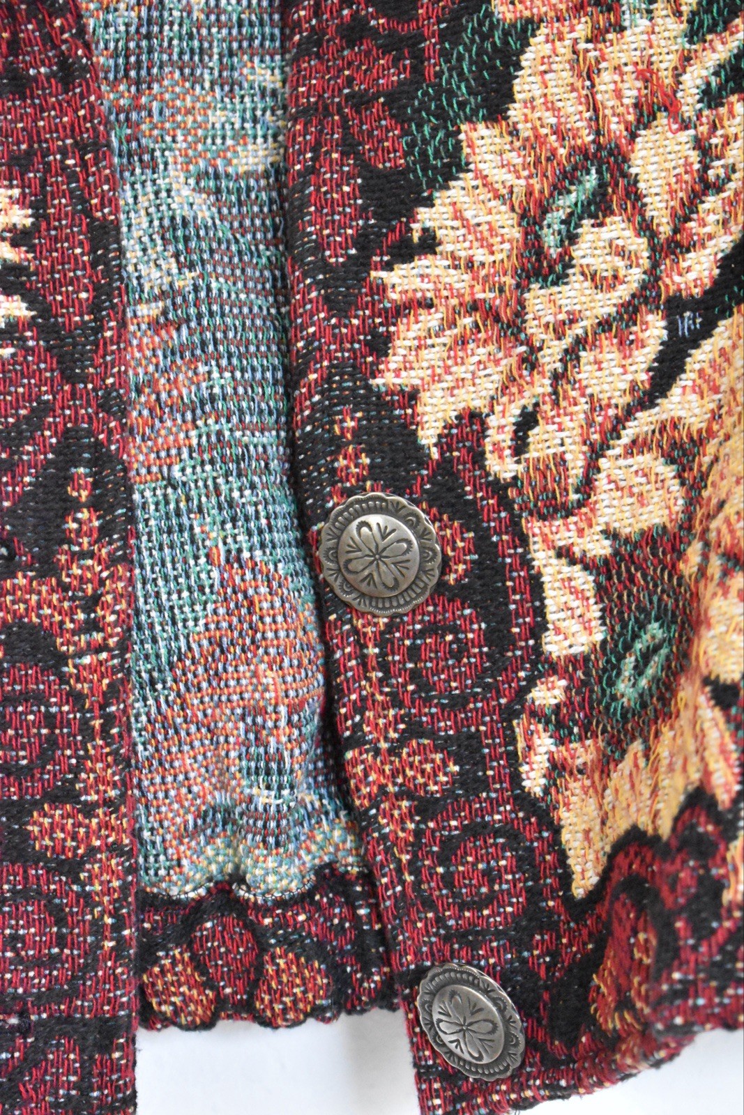 Vintage Painted Pony Sunflower Floral Tapestry Cotton Jacket One Size