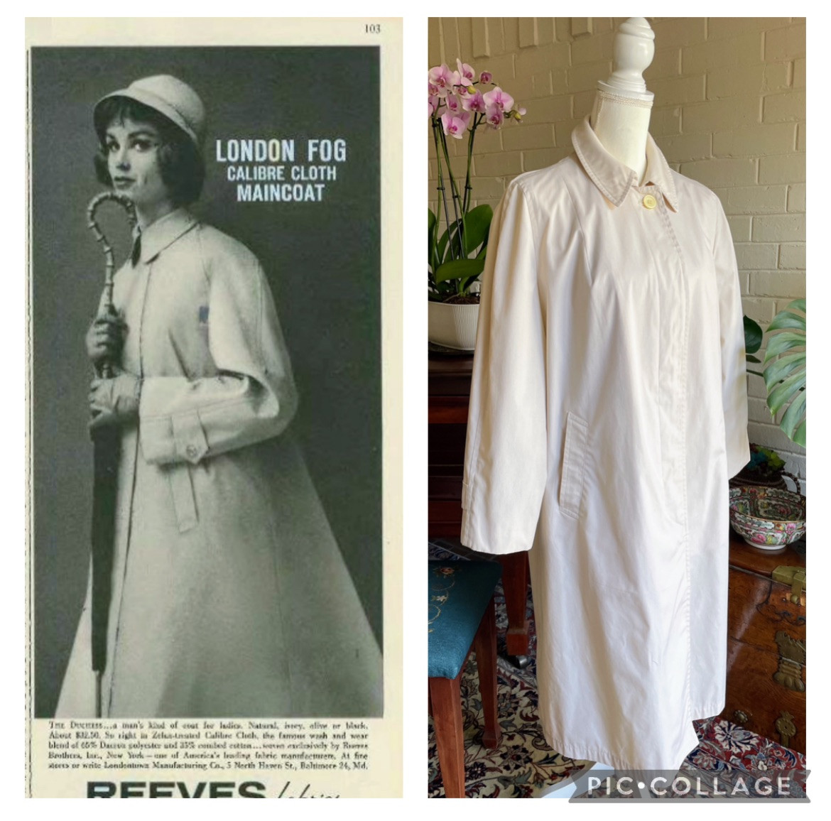 Vintage 1959-1963 The “Duchess” London Fog Ladies Maincoat Rain Coat Cream *EUC*