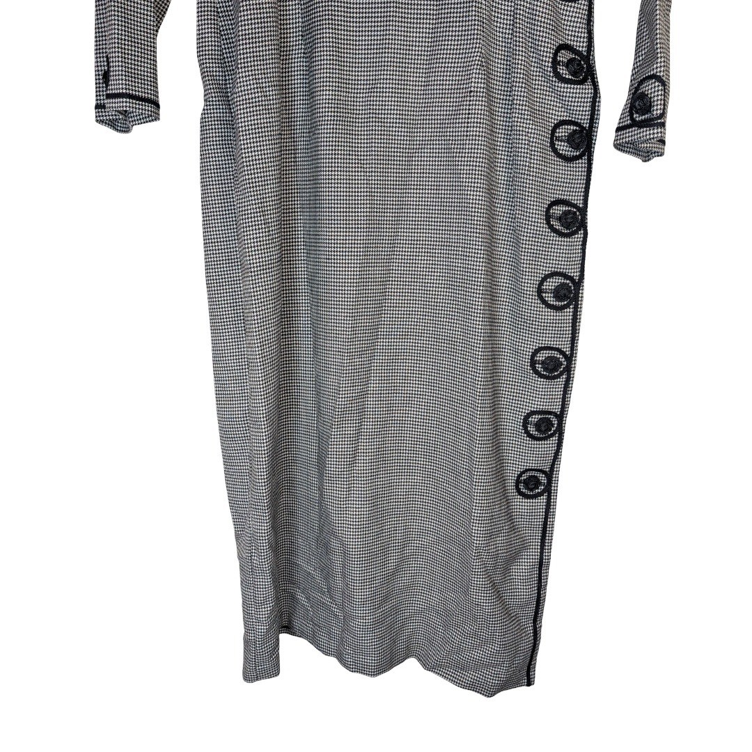Misty Lane Dress Womens 12 Black White Houndstooth Long Sleeve Vintage