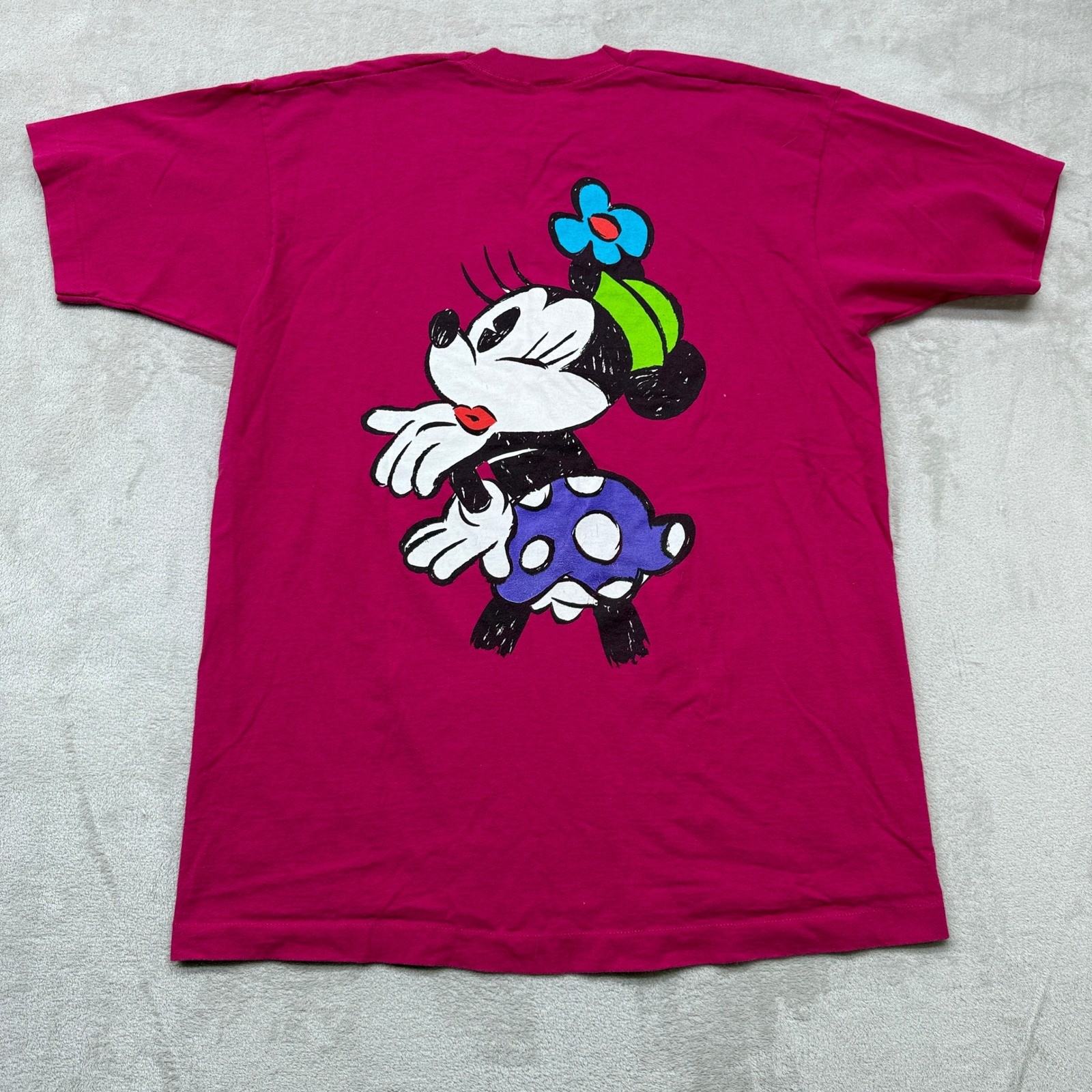 Vintage Disney Mickey & Co T-Shirt Adult XL Pink Minnie 90s Double Sided Graphic