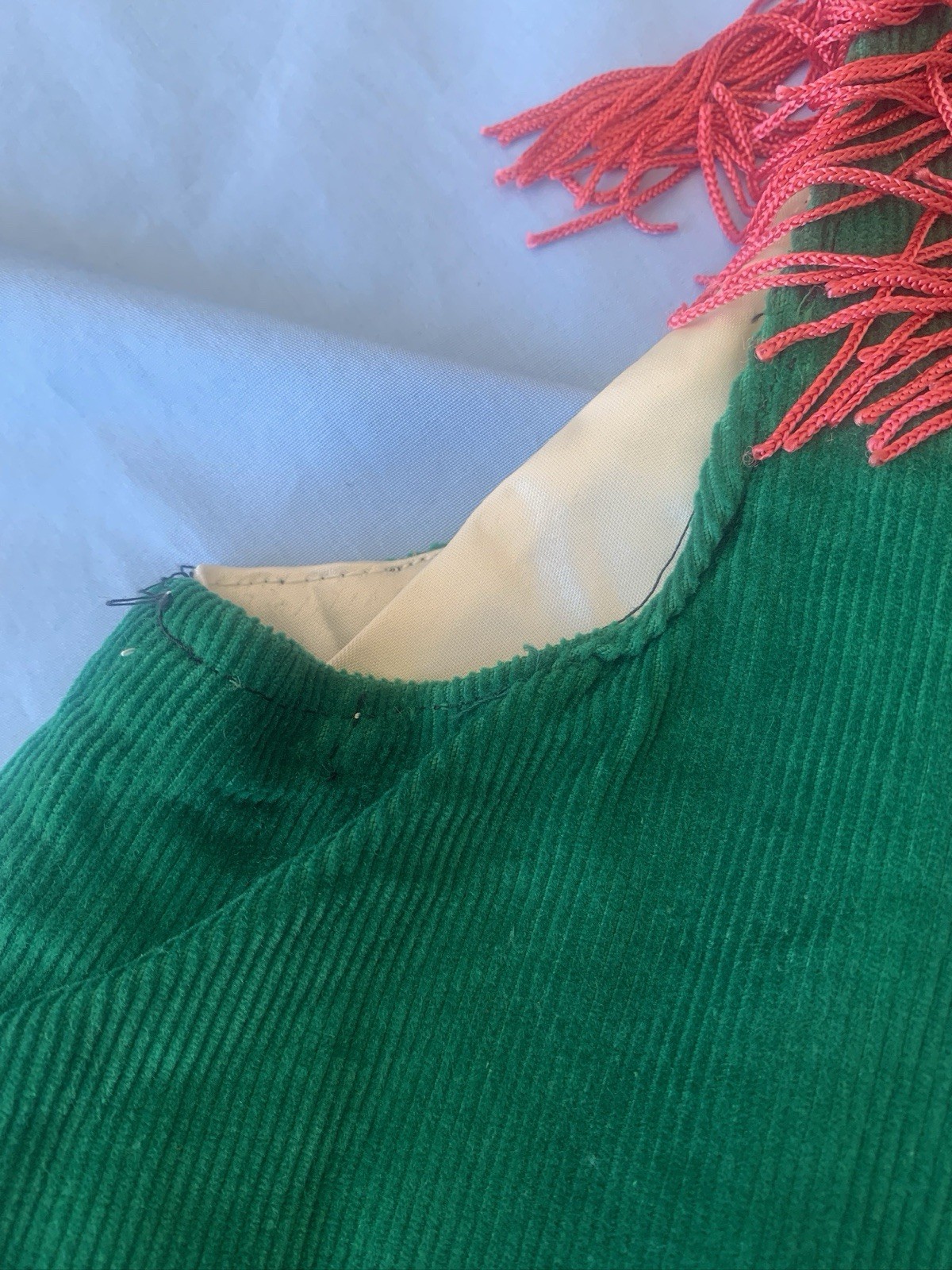 Vintage 1950’s Green Corduroy and Pink Fringe Western Stage Set