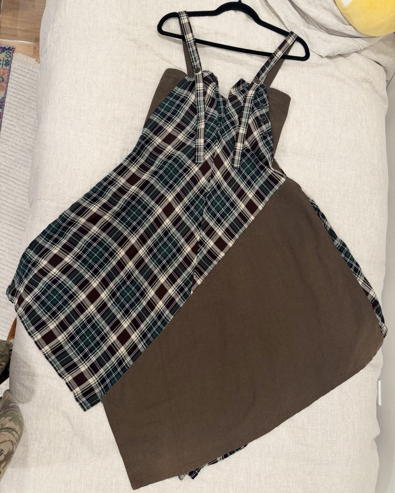 Y’s Yohji Yamamoto Asymmetrical Plaid Linen Cotton Sz S Made/Purchased in Japan