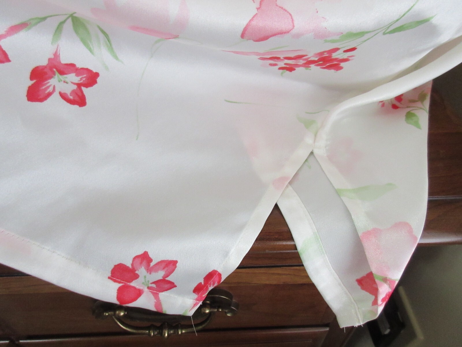 vintage MORGAN TAYLOR PINK FLORAL poly satin sleep shirt nightgown sz L
