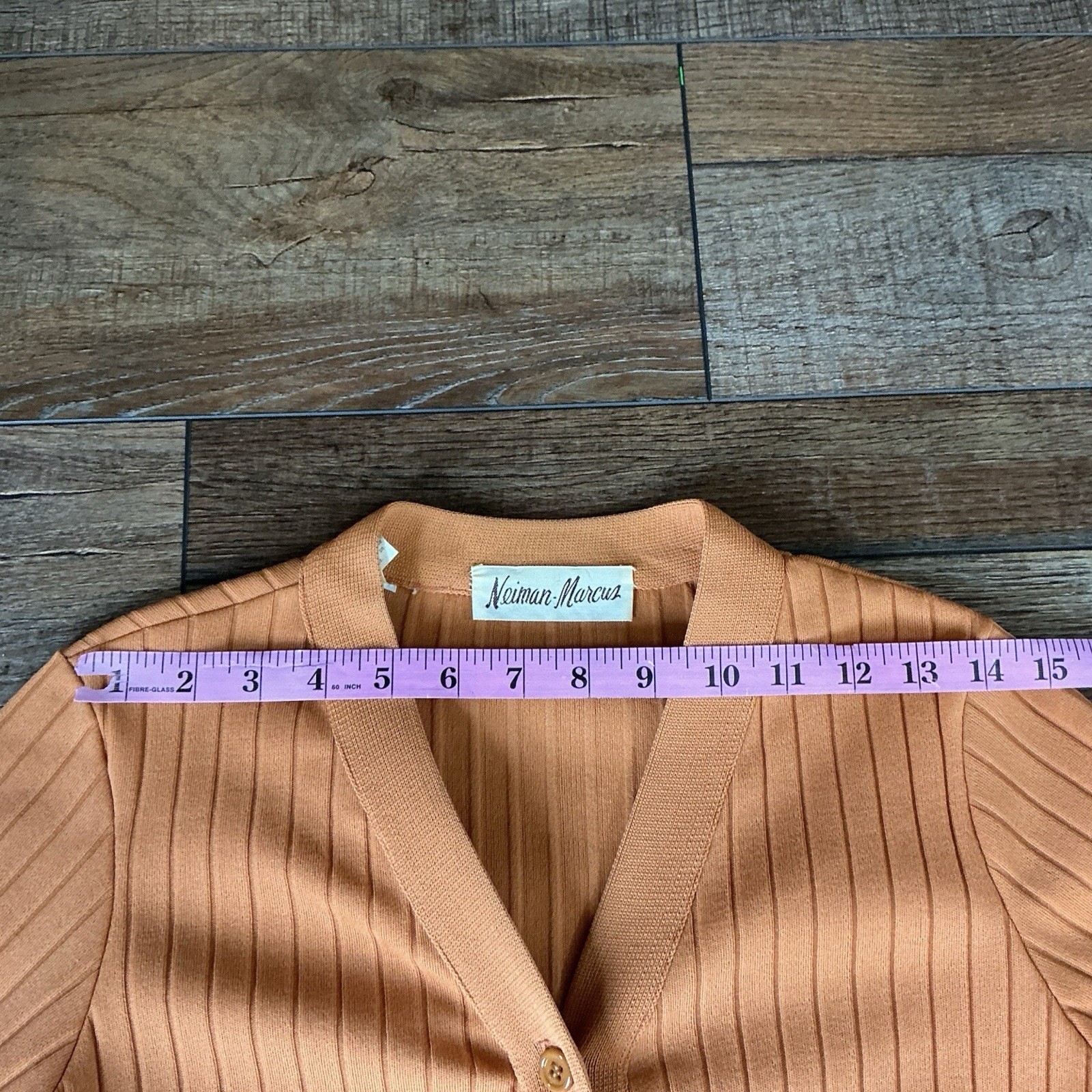 60s 70s VTG Neiman Marcus Orange Knit Plaid Drop Waist Dress Size 10 ILGWU #38D7