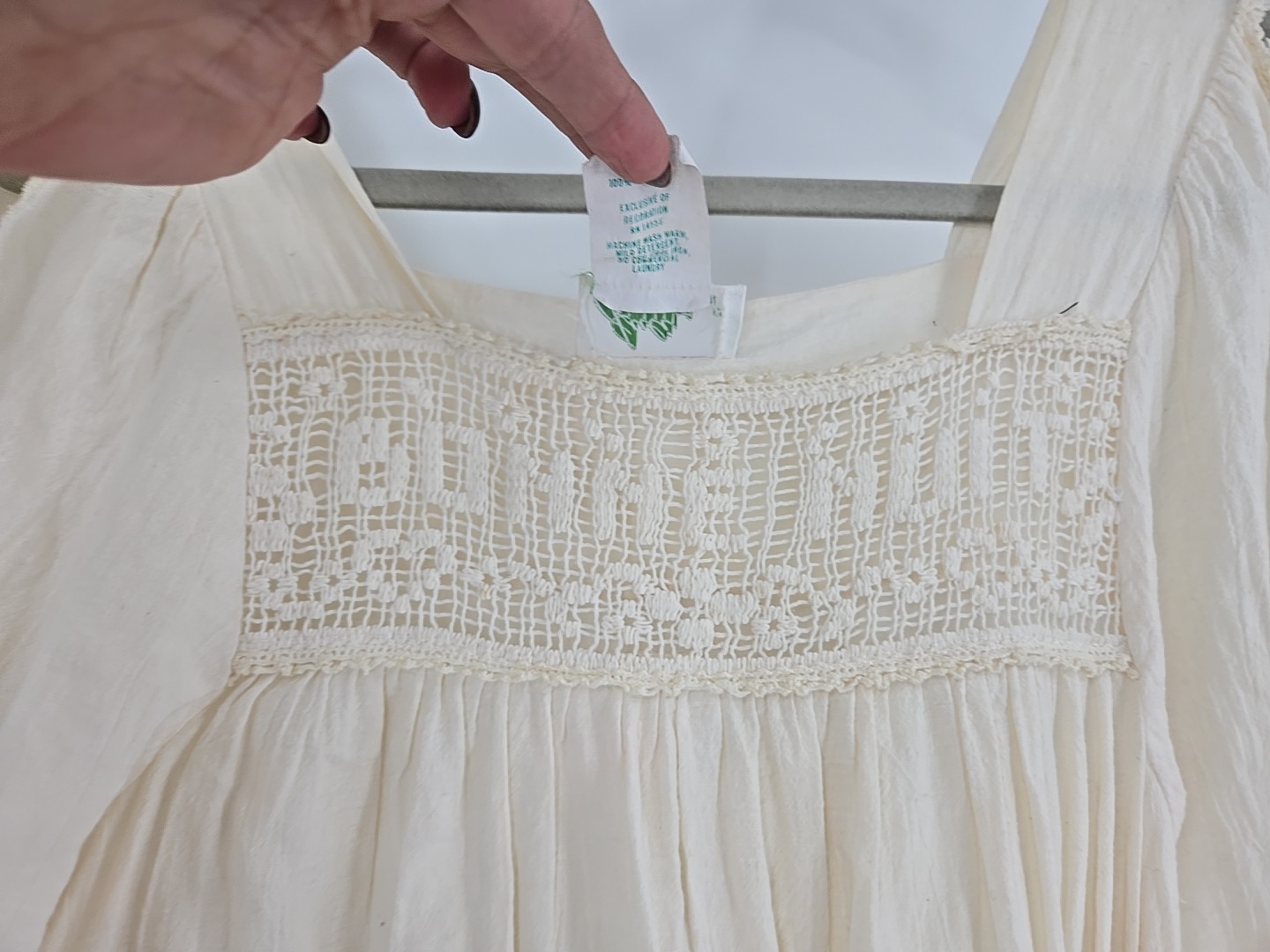 VTG Cotton Night Gown French Bonne Nuit Goodnight Crochet Juli Of Slumbertogs SM