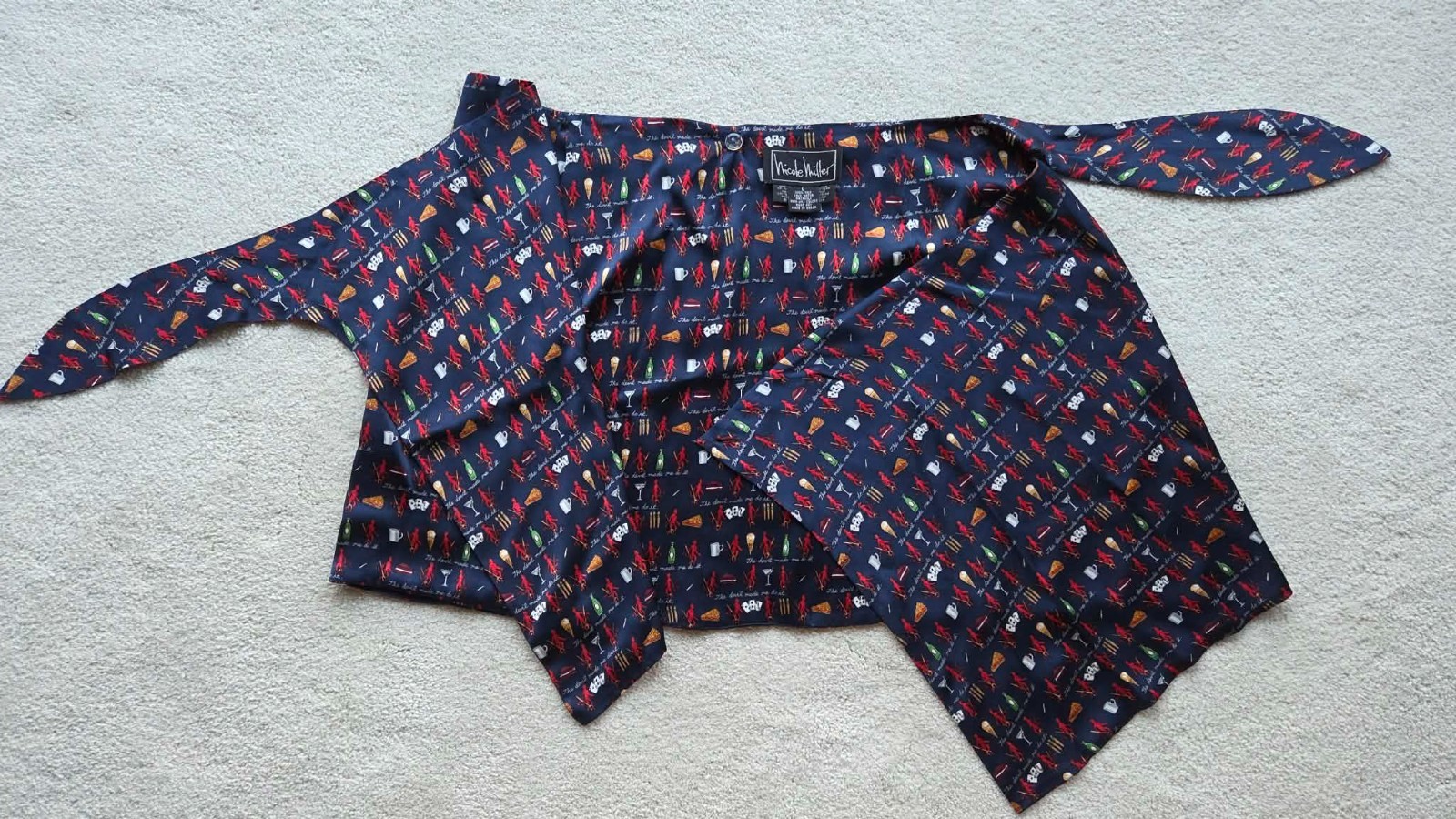 NWOT NICOLE MILLER Silk Limited Edition Wrap Skirt The Devil Made Me Do It – L