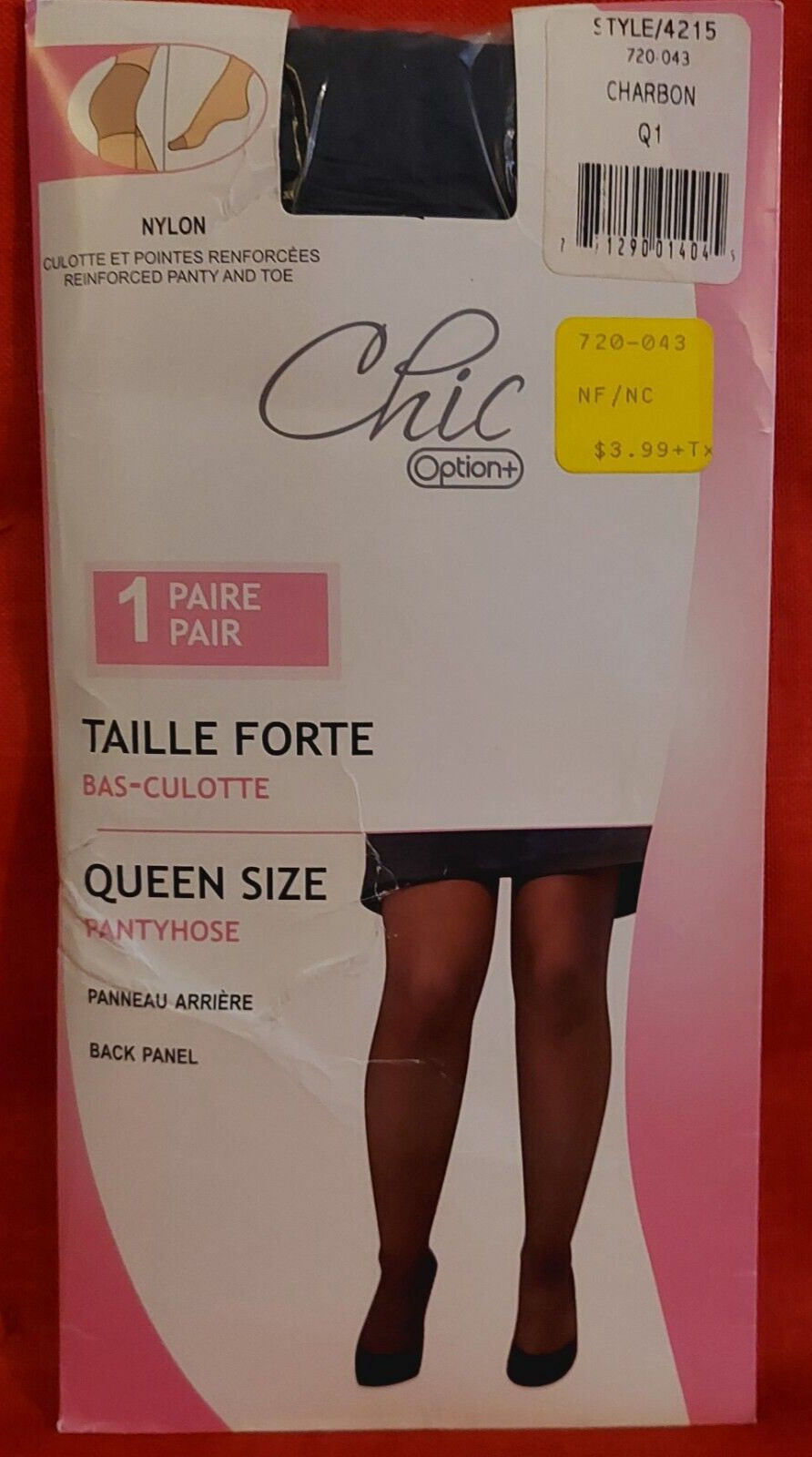Vintage Pantyhose Option+ Color Charcoal Queen Size 1 BQUE2