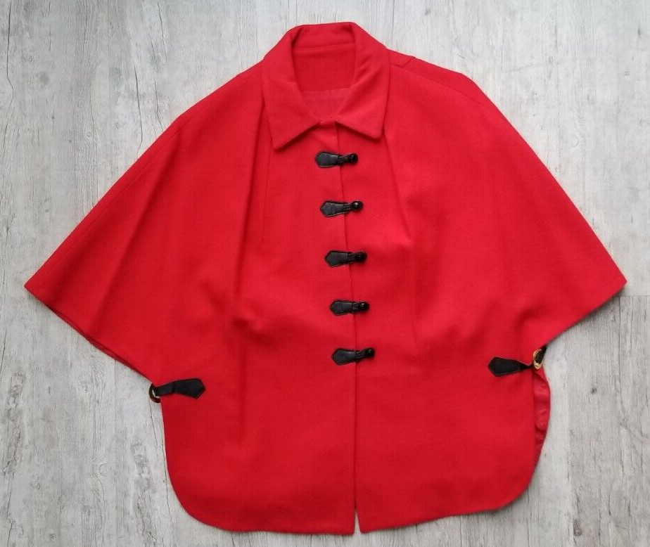 Vintage 2 Piece MINX MODES Red Dress & Cape Poncho – Size M – EUC