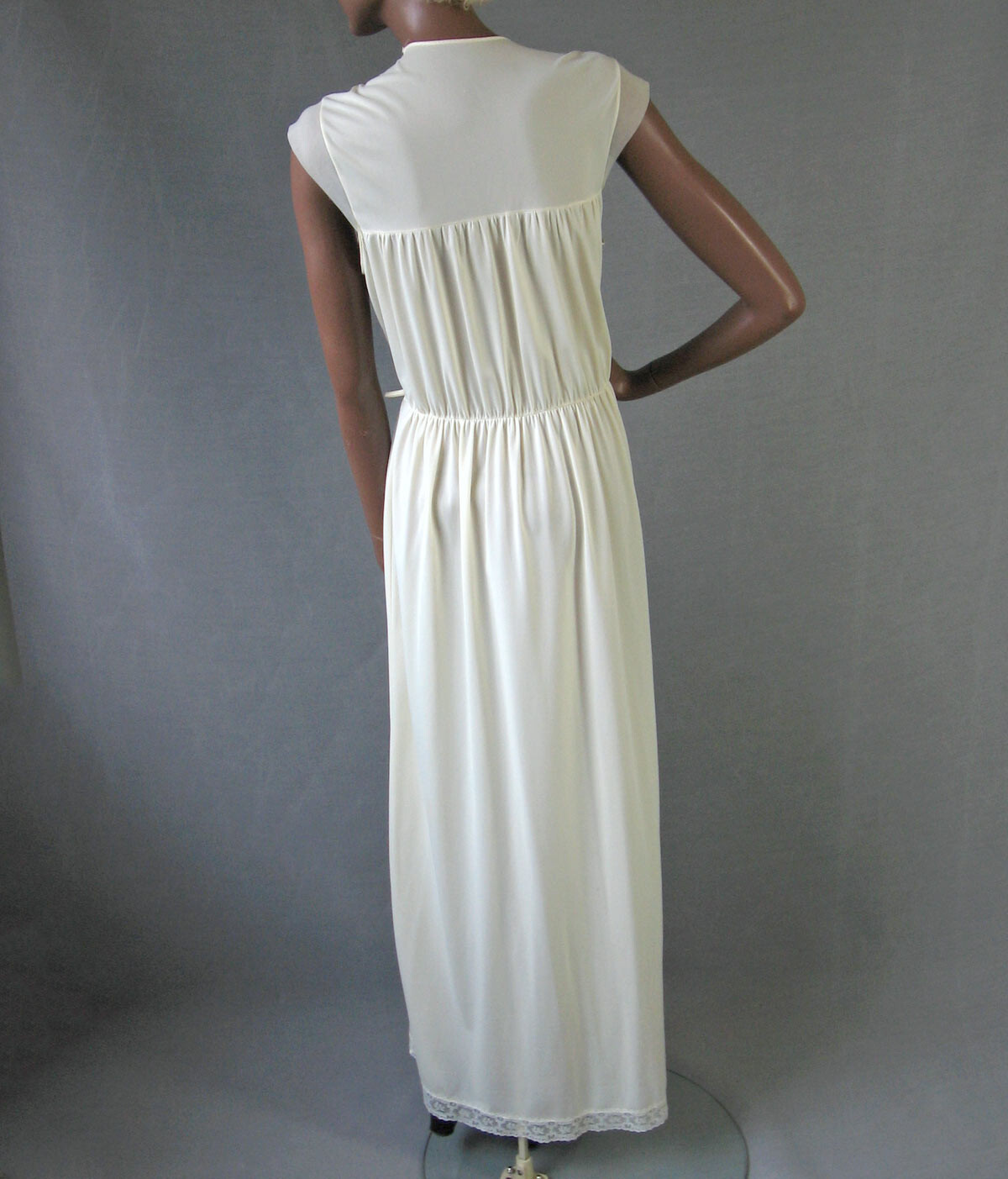 50s Nightgown Vintage Lacy Bodice Chiffon & Nylon Jersey Sweet 60s Gown Large