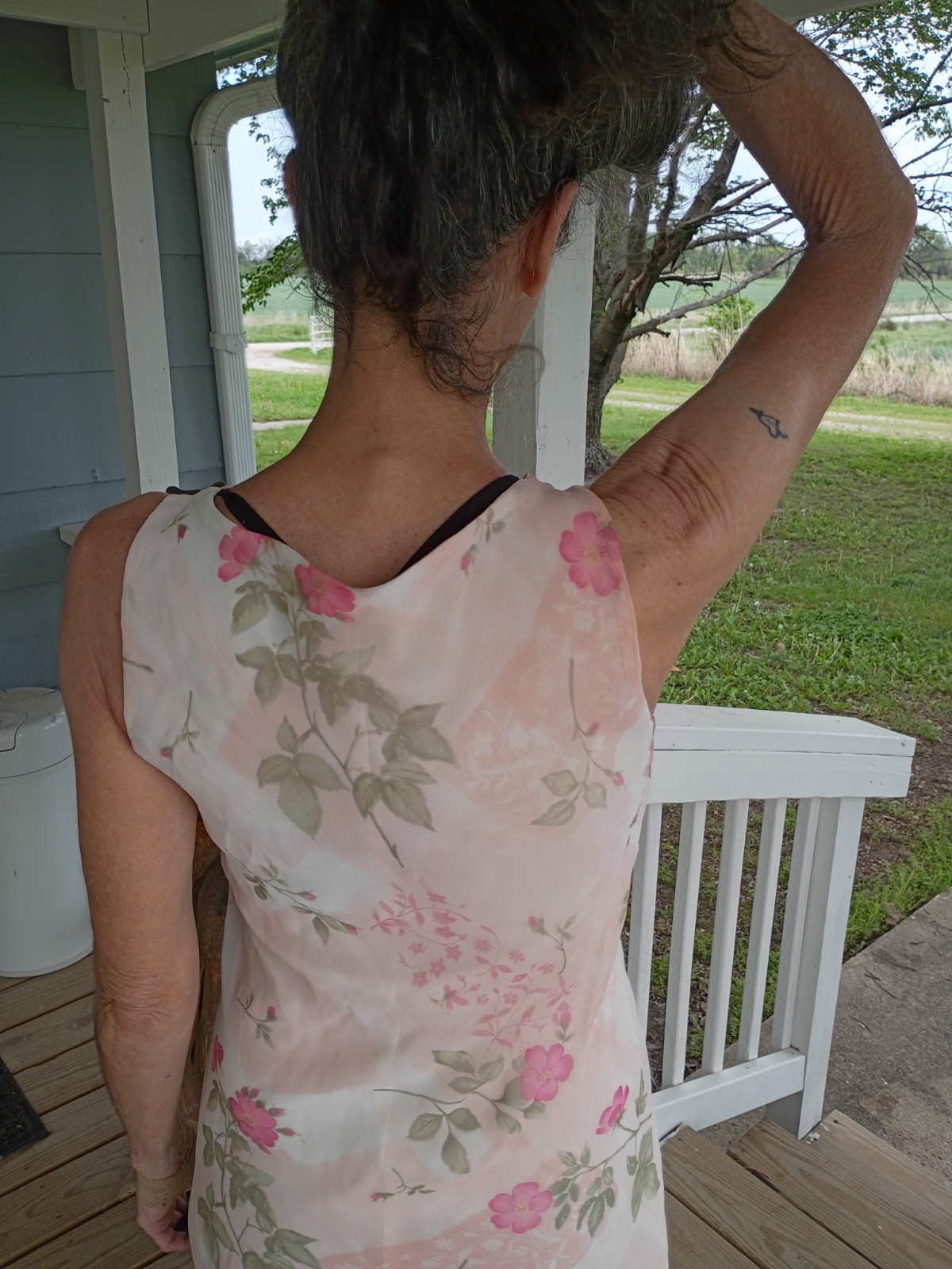Vtg ALYN PAIGE Dress USA Made Sz 9? M/L Floral Frilly Lined Pretty In Pink PROM