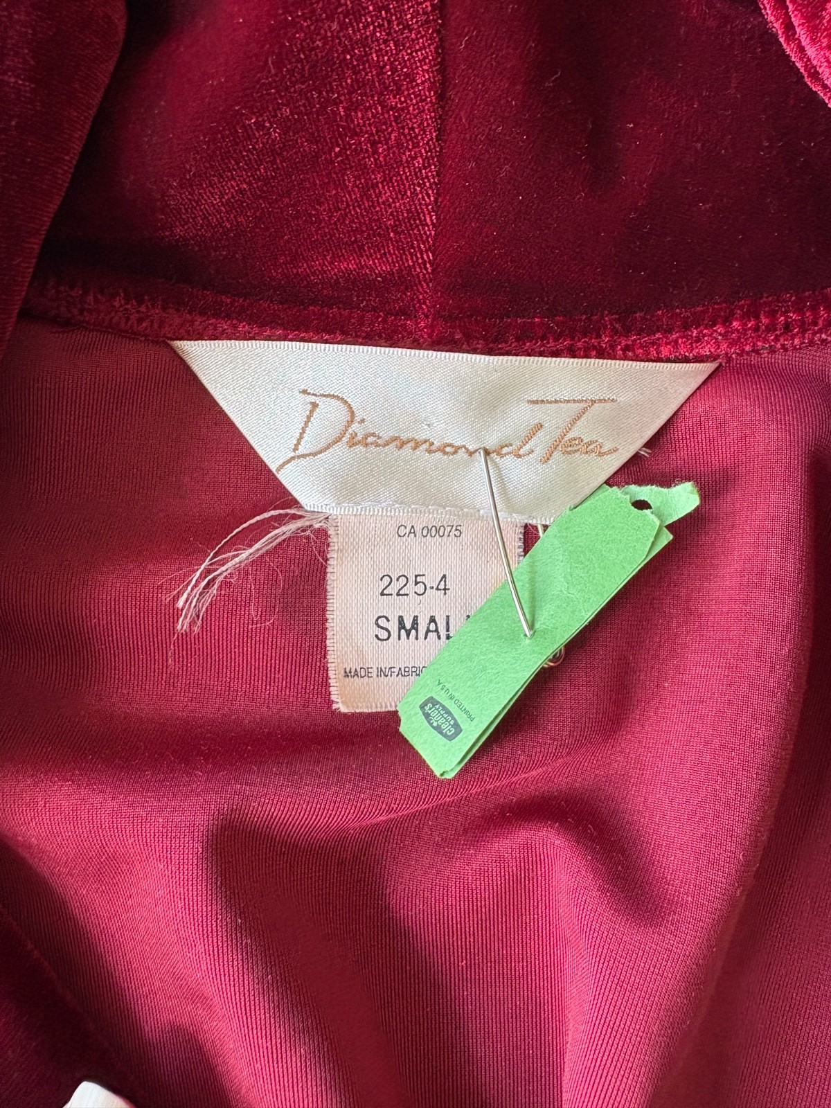 Vintage Diamond Tea Burgundy Velvet Velour Robe S Canadian Union Luxury Gown