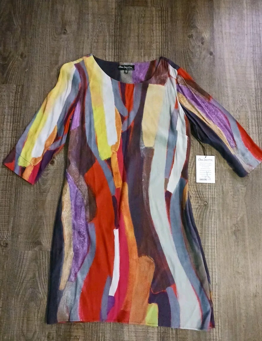 Vtg. Claire Desjardins by Carre Noir Paint Stroked Watercolor Dress Size M