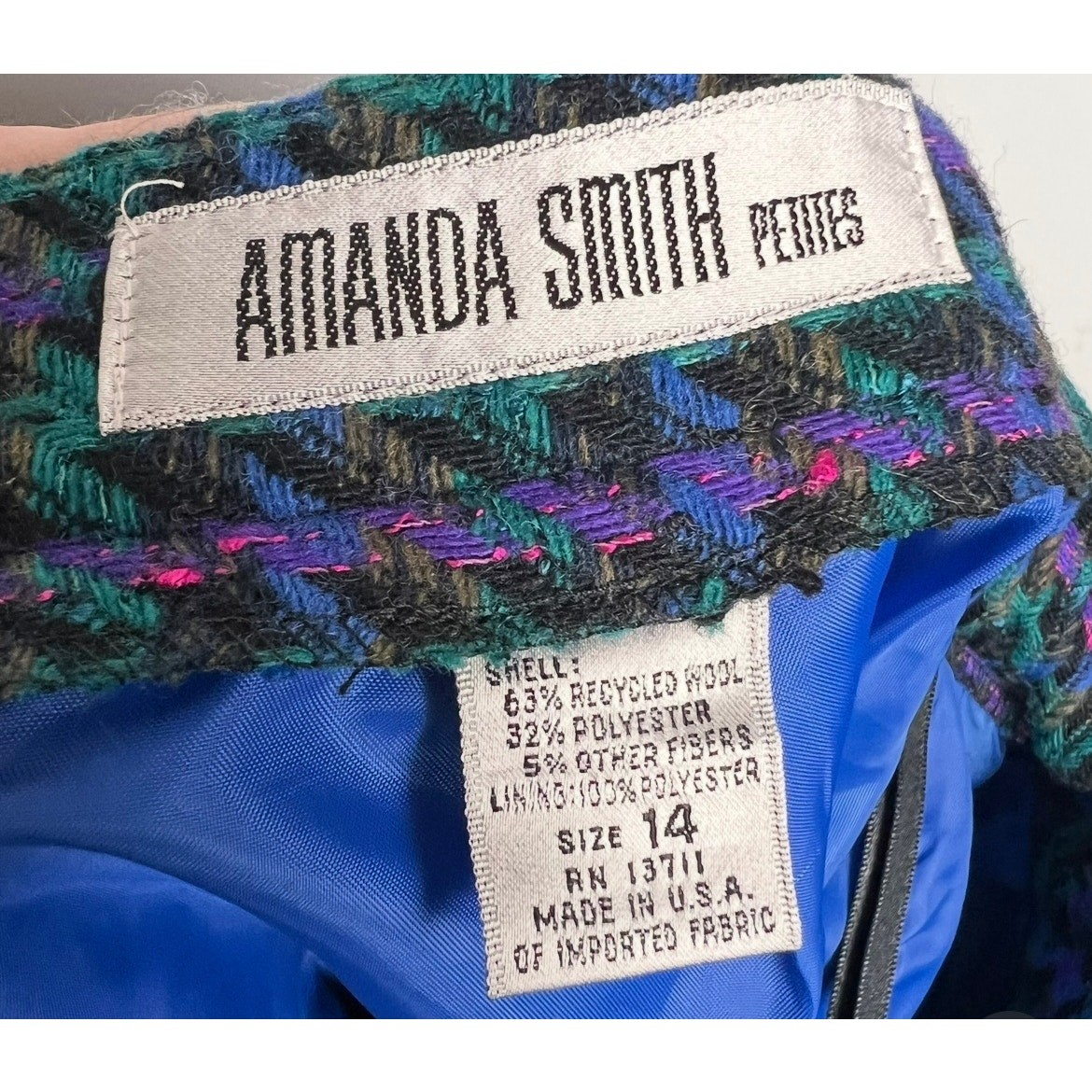 Amanda Smith Petites Vintage Houndstooth Pencil Skirt size 14