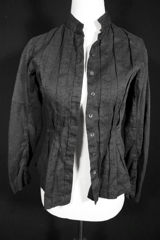Antique French Edwardian Black Cotton Blouse Size Small Excellent Condition