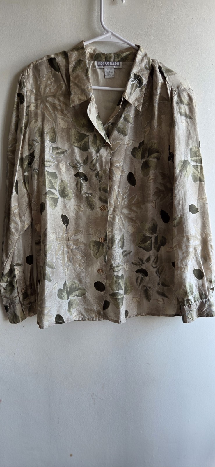 Vintage 80s/90s 100% Silk Long Sleeve Floral Design Y2K Blouse Size M Retro