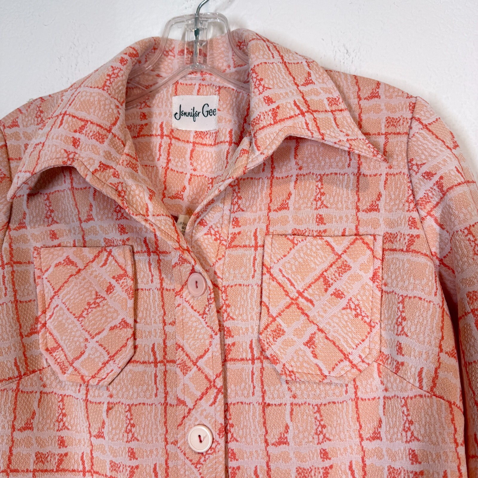 Vintage Pants Suit Medium Orange 2 Piece Set Blazer Jacket Retro