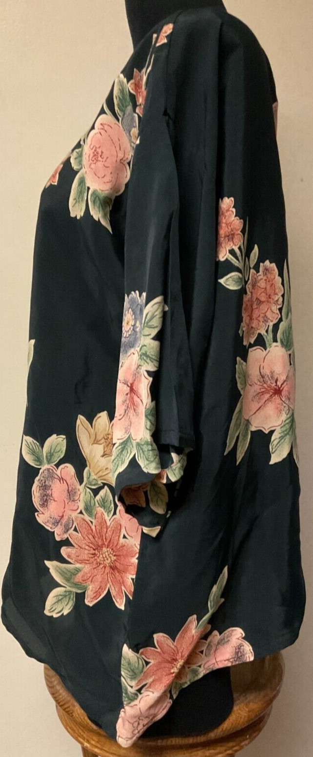 Vintage Black Floral Blouse One Size with Original Tags by Retro Vare (CL07)