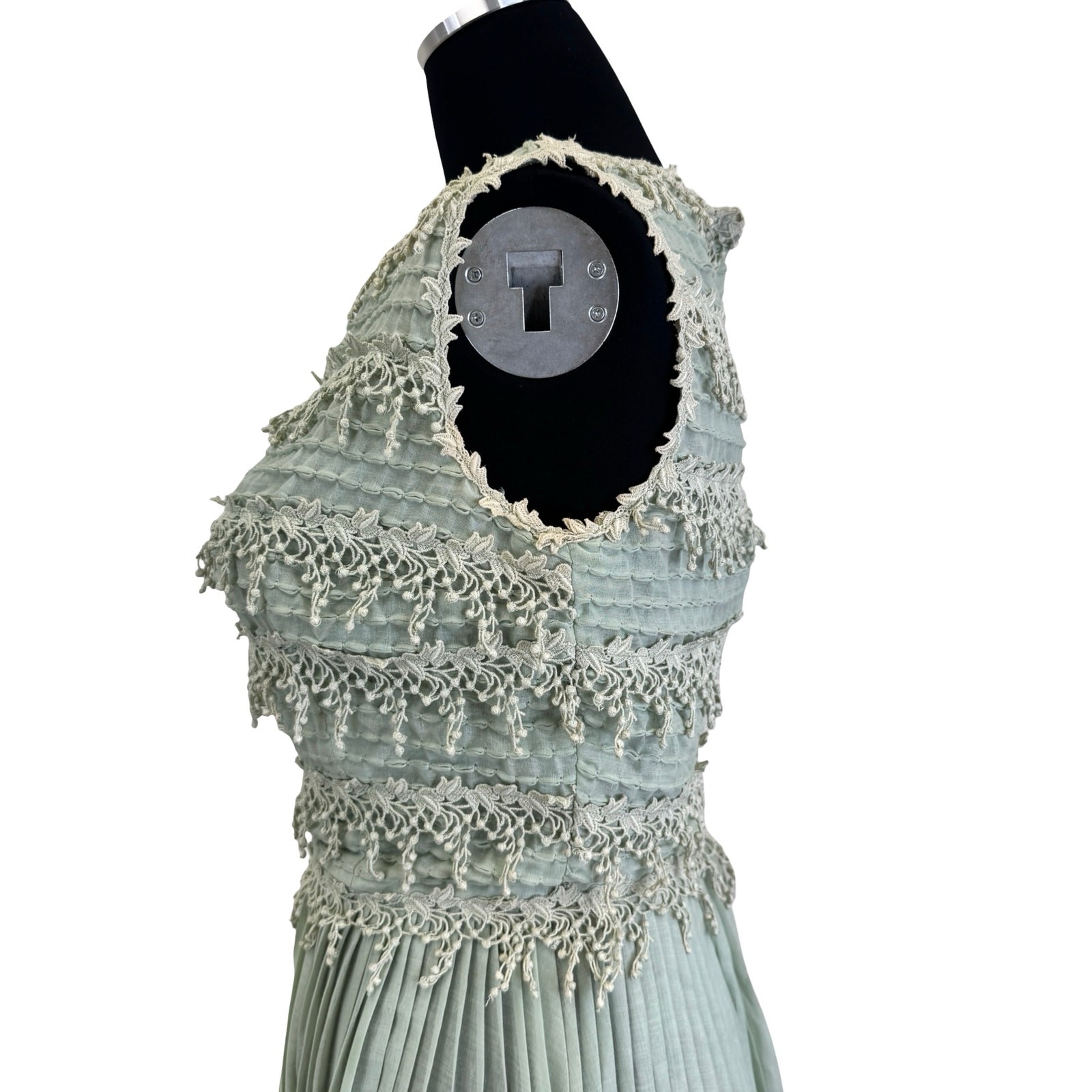 1950s Mint Green Carlye Party Dress Pleated Skirt | Vintage Cocktail Dress XS/S