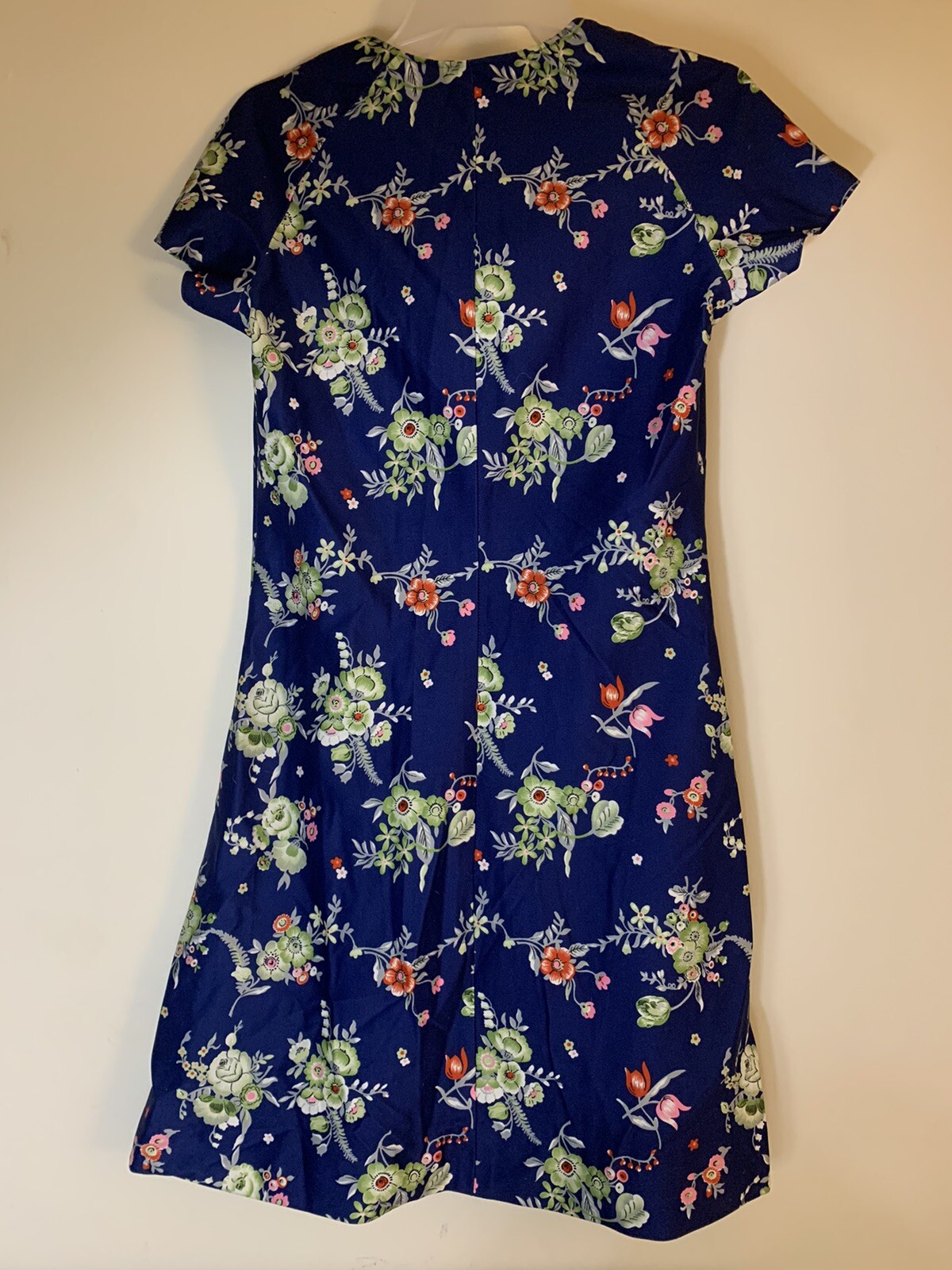 Vintage Late 60’s Early 70’s Handmade Mini Dress Dark Blue Floral Print