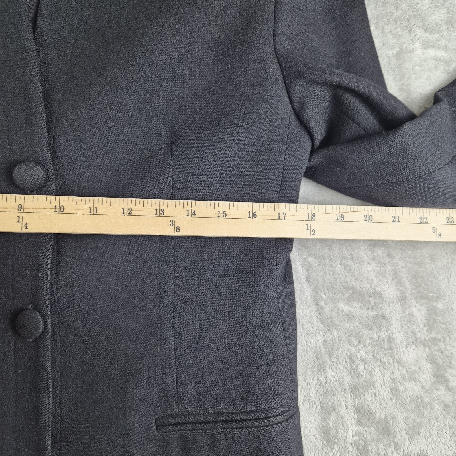 Vintage Jones New York Blazer Jacket Womens 10 Black Pure Wool Made In USA