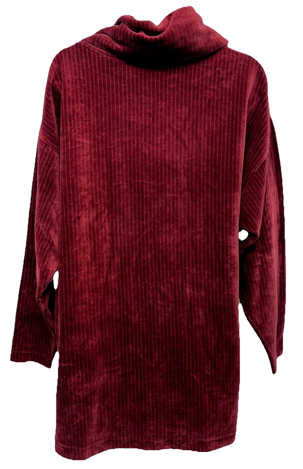 VTG LIZWEAR Women Size M Pullover Long Sleeve Cowl Neck Velour Top Maroon Ribbed