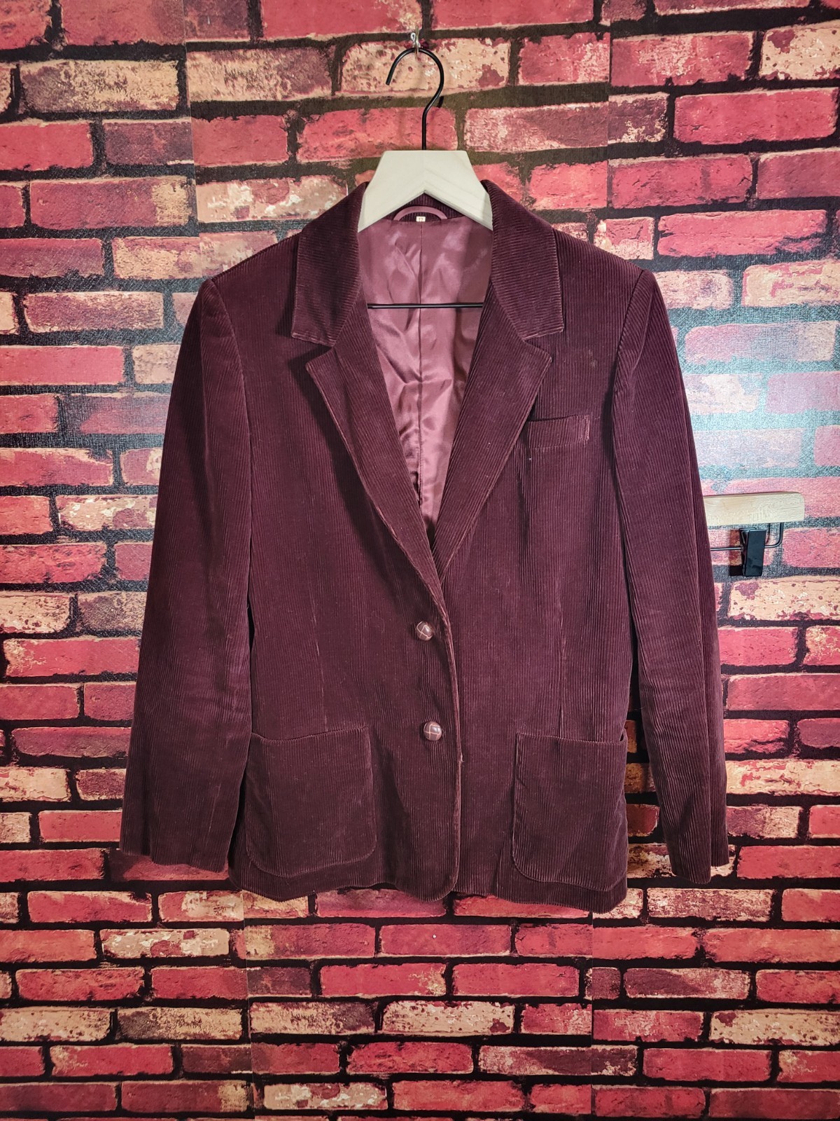 Vintage Sears The Fashion Place Corduroy Blazer Womens 12 Burgundy Cotton 90s