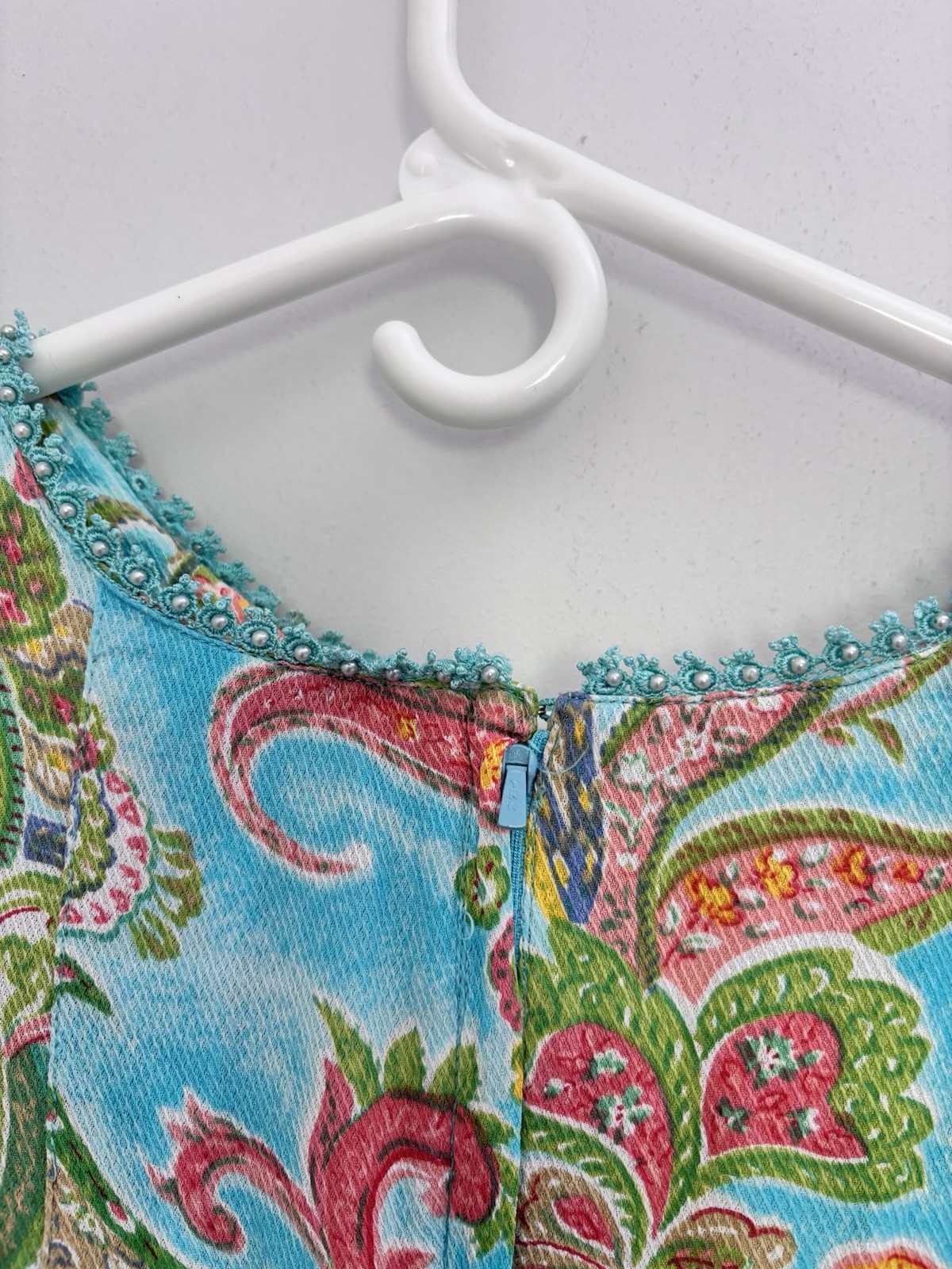 Sarah Elizabeth Vintage Cottagecore Prairie Maxi Dress Sz 6 Blue Pink Paisley