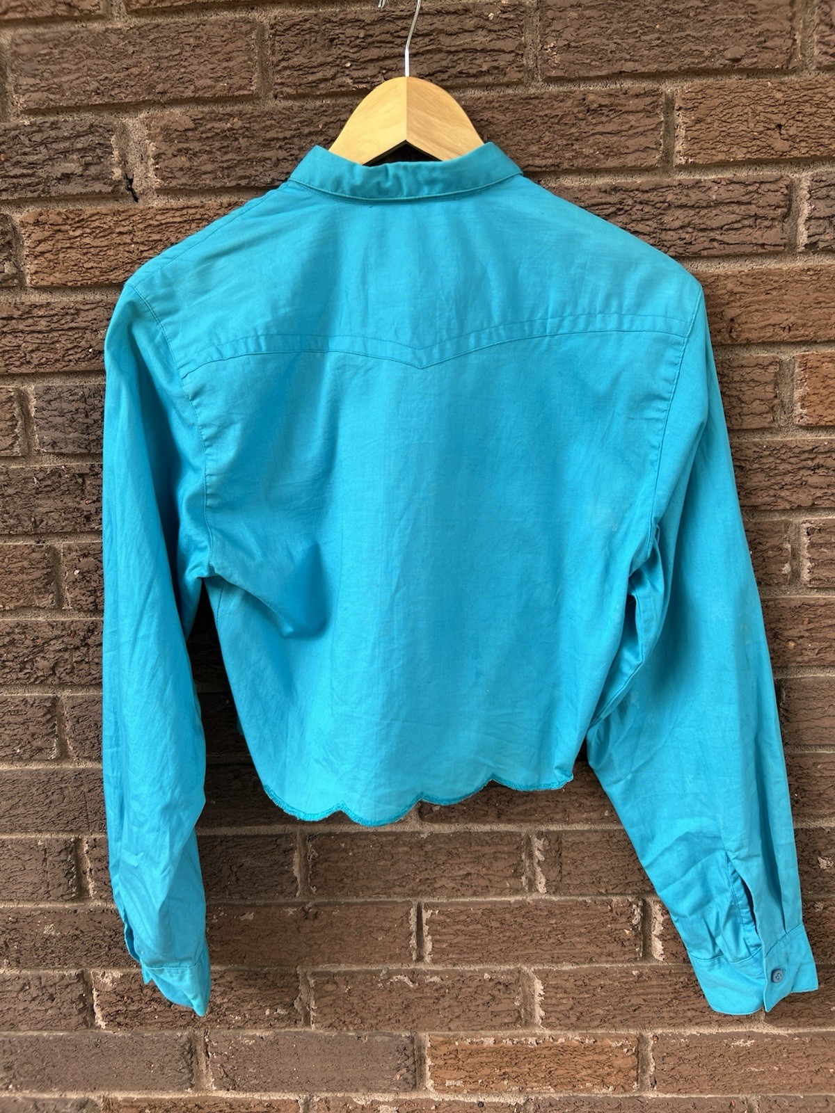 90s Vintage Wrangler Western Embroidered Crop Top With Scalloped Hem Cowgirl Sm
