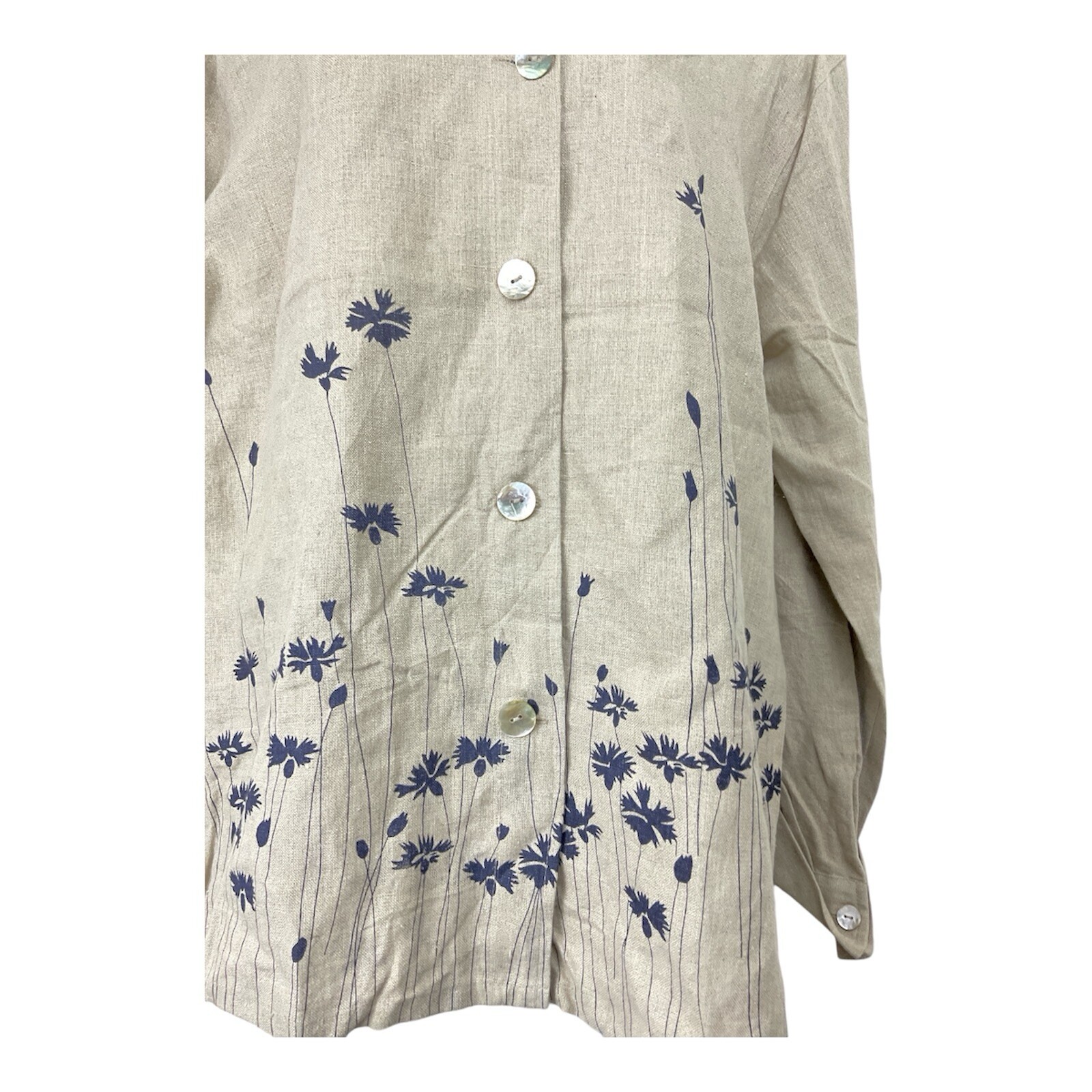 Vintage John Paul Richard Womens Linen Top Size L 90s Floral Minimalist NWT
