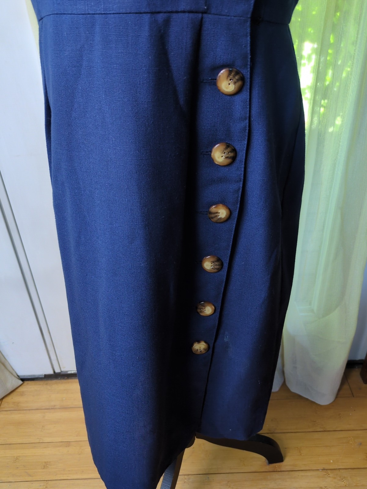 Vintage Willow Ridge Navy Blue Side Button Down Dress Woman’s 14