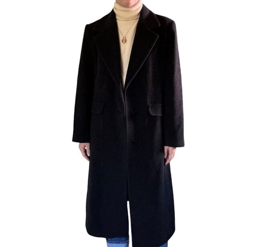 Vintage 1990s Forecaster Gray Wool Cashmere Blend Dark Academia Trench Coat Sz M