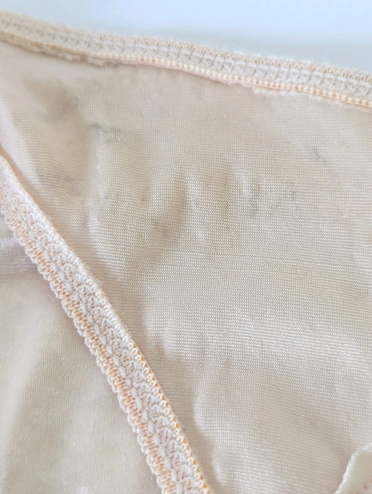 Vintage Victoria Secret Second Skin Satin Bikini Hi Cut Panty Champagne M Gold