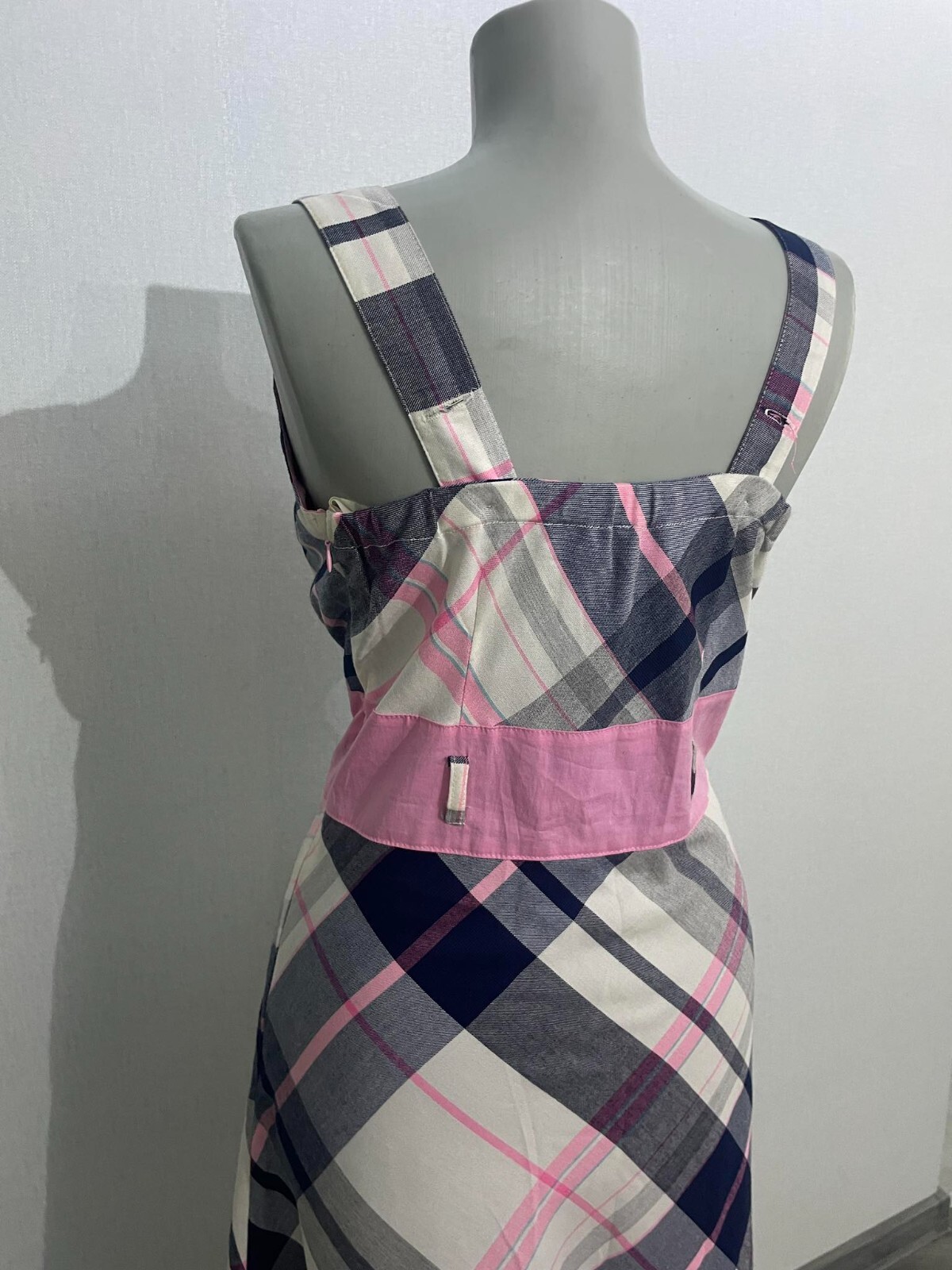 Vintage checkered cotton summer sundress Vintage Plaid Sleeveless Loose dress