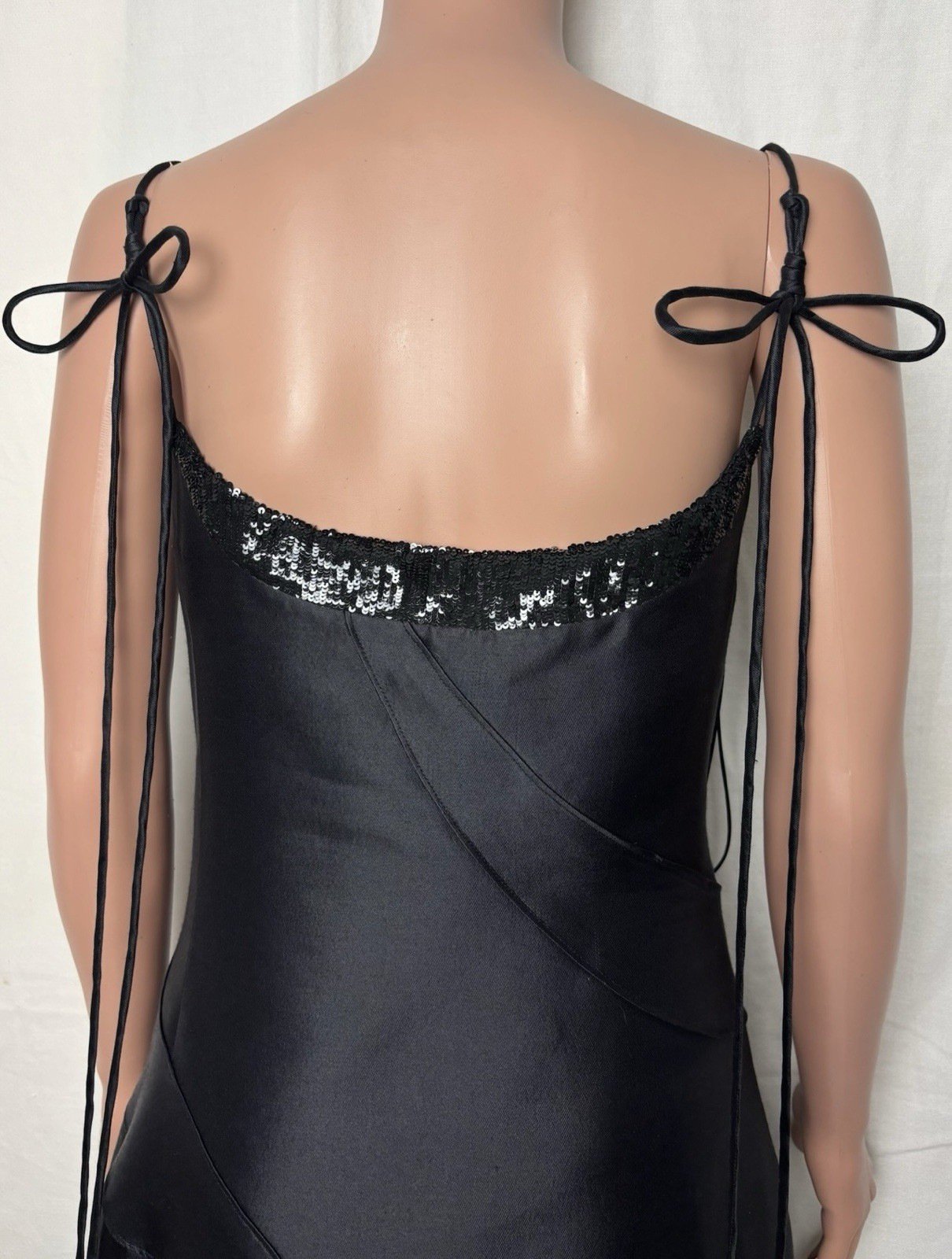 Chado Ralph Rucci Black Silk Wool Bead Cocktail Dress Size 12 NWT Neiman Marcus