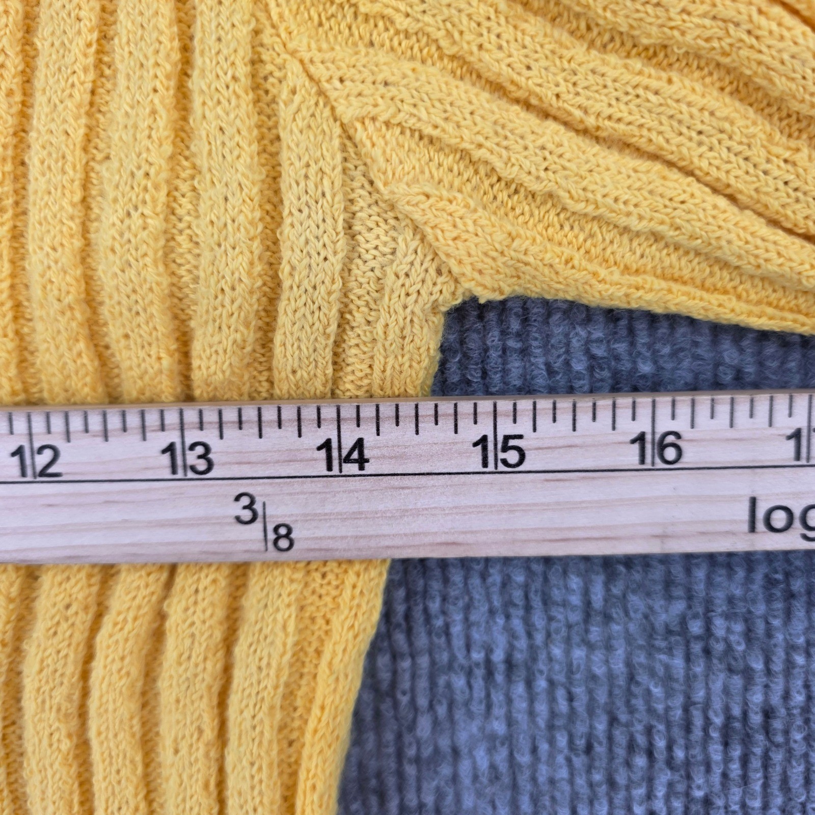 Vintage Jaeger London Yellow Ribbed V-Neck Knit Sweater Made in Great Britain 38
