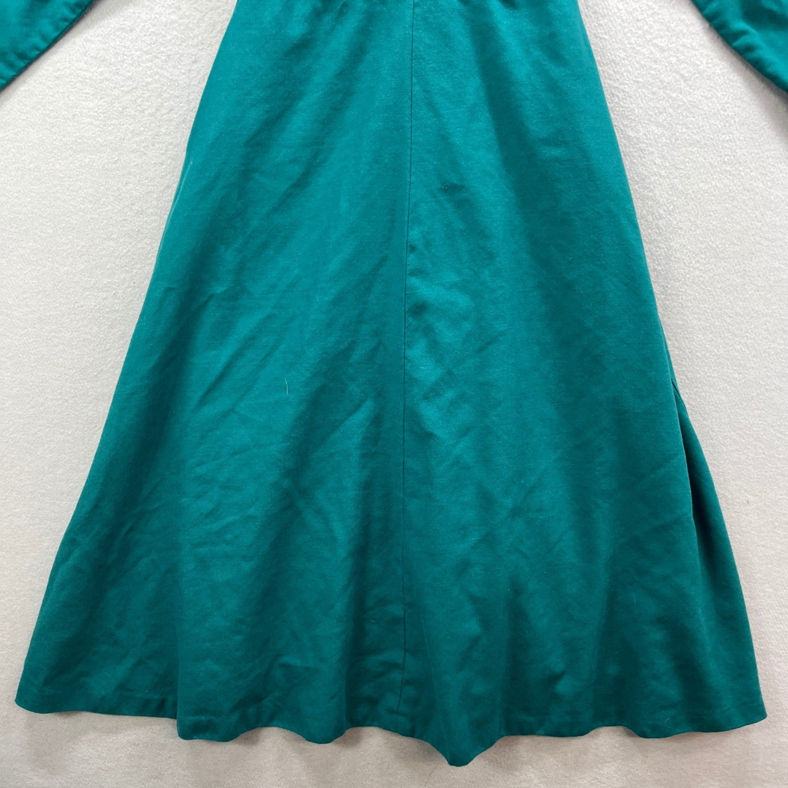 VTG Doncaster Coat Dress Womens 8 Teal Green Double Breasted Gold Button Maxi