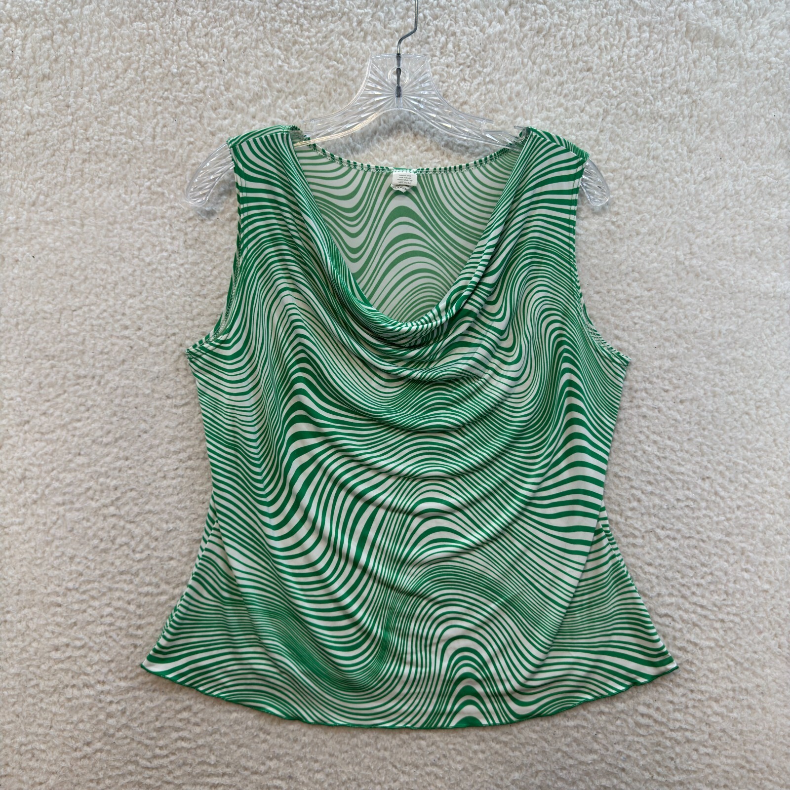 90s Y2K Vintage Top 1X XL Green Slinky Stretch 70s Groovy Rave Cyber Corpcore