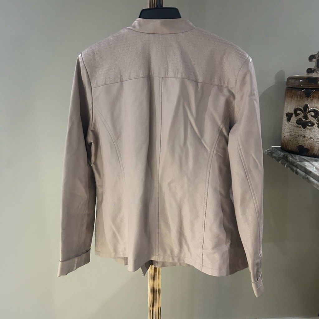 Dennis Basso Vintage Blush Pink Leather Zip Up Jacket Women’s Large