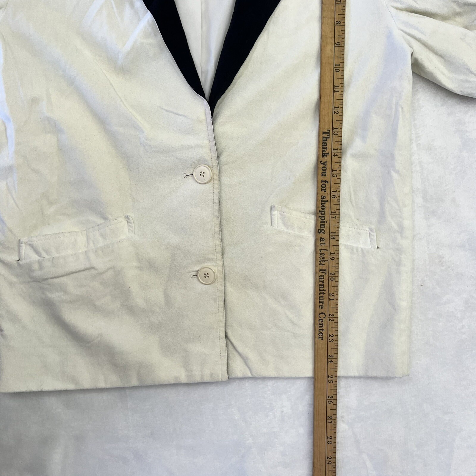 Vintage 80s Gino Rossi Wilson’s Black Collar White Faux Suede Blazer Sz 12 GVC