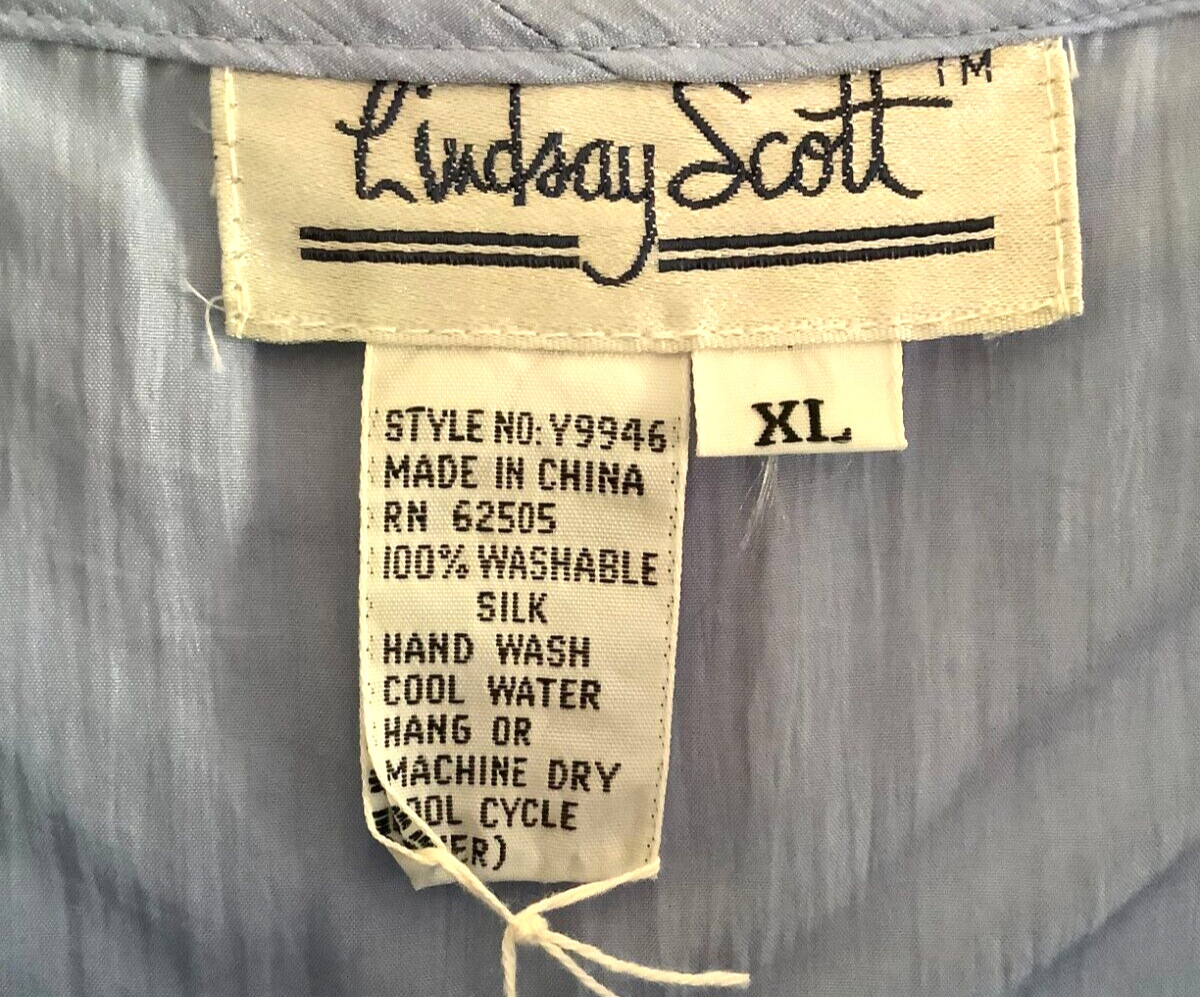 Vtg 100% Washable Silk Lindsay Scott Tank Blue SIZE XL NEW W/Tag Layer Romantic