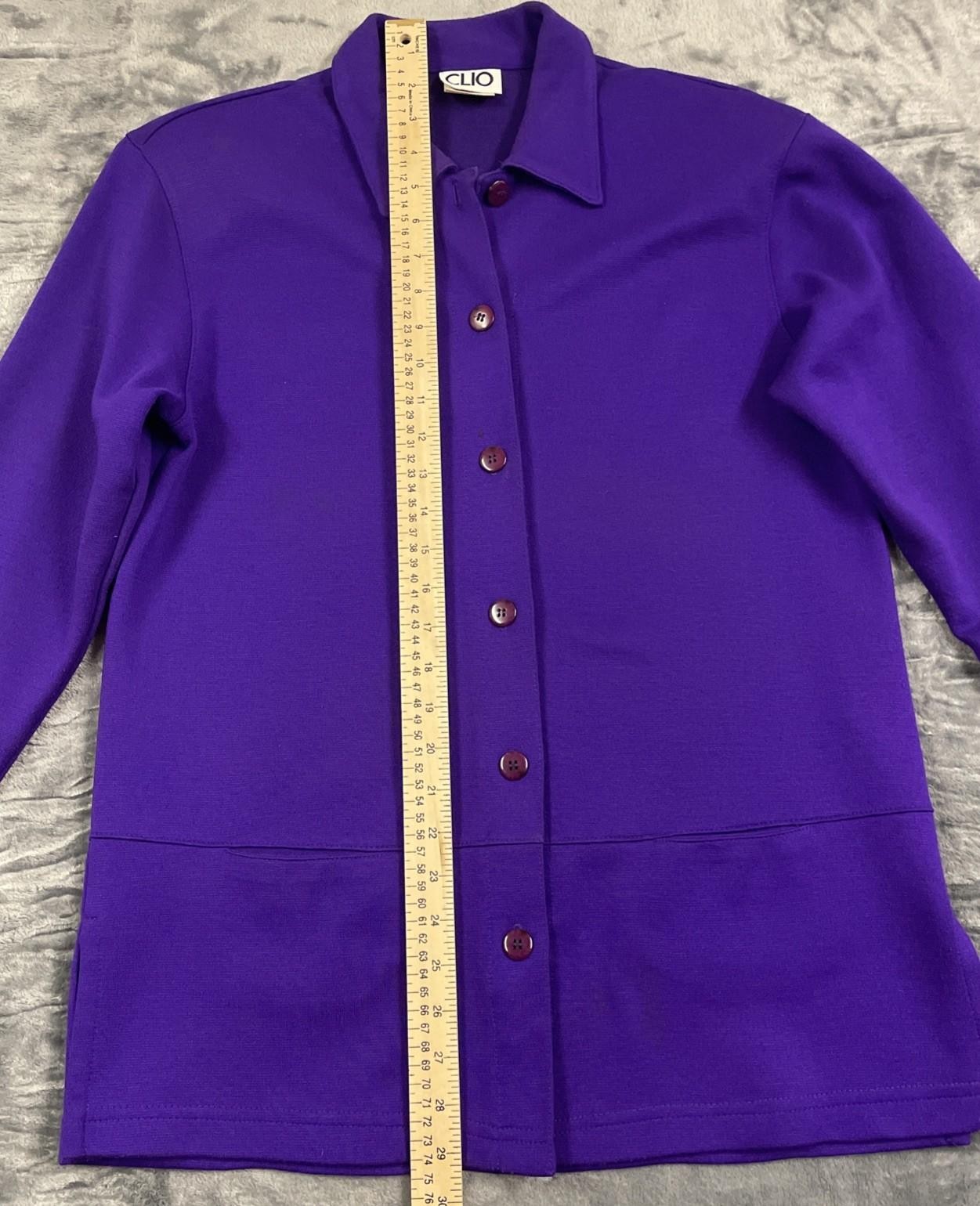 Vintage CLIO Purple Knit 2 Pc Suit Set Jacket Pants Women Small Made USA EUC