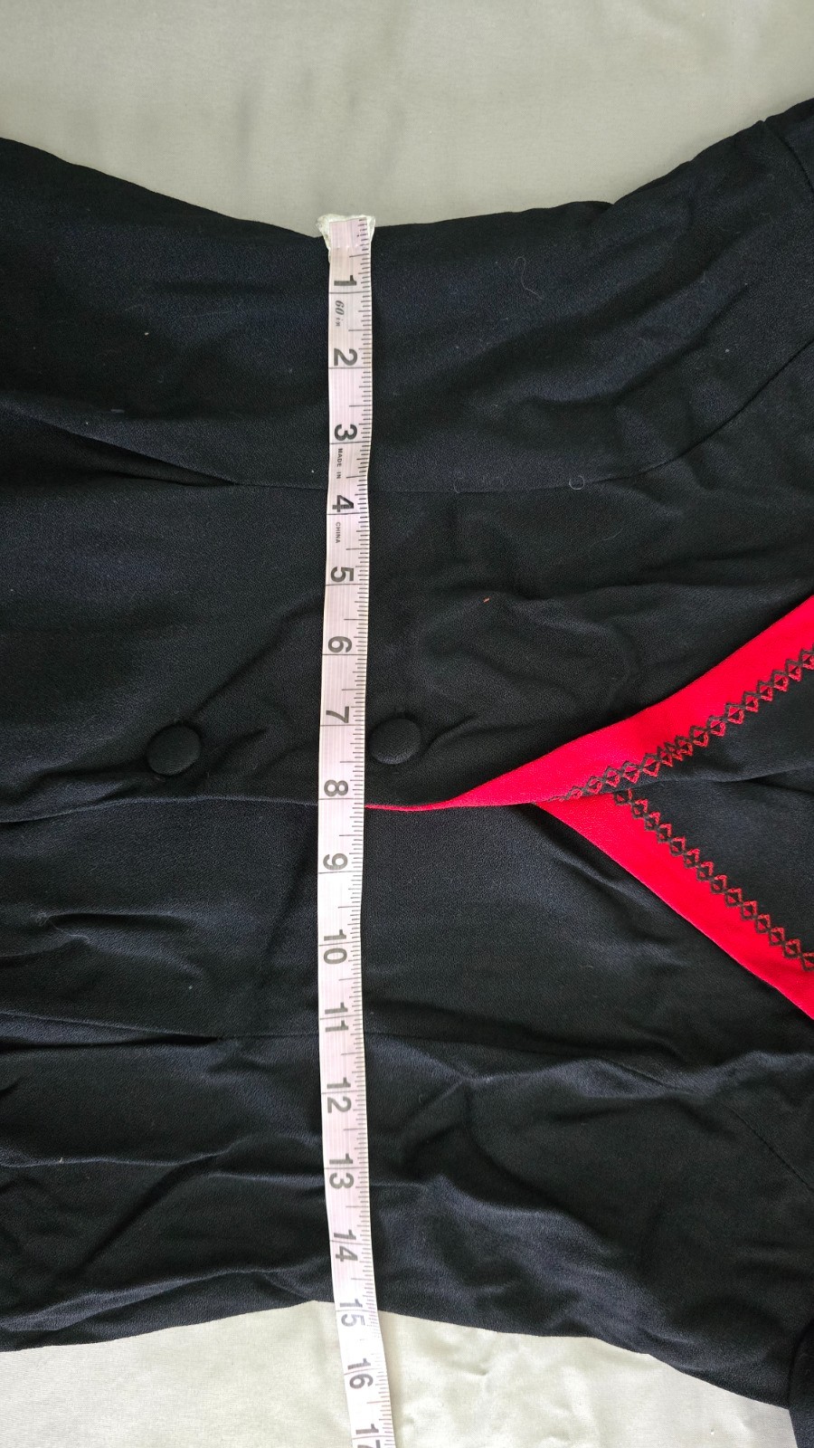 NWOT Vintage 80-90s S.L. Fashions Black Red Big Suit Collar Dress, Petites 12
